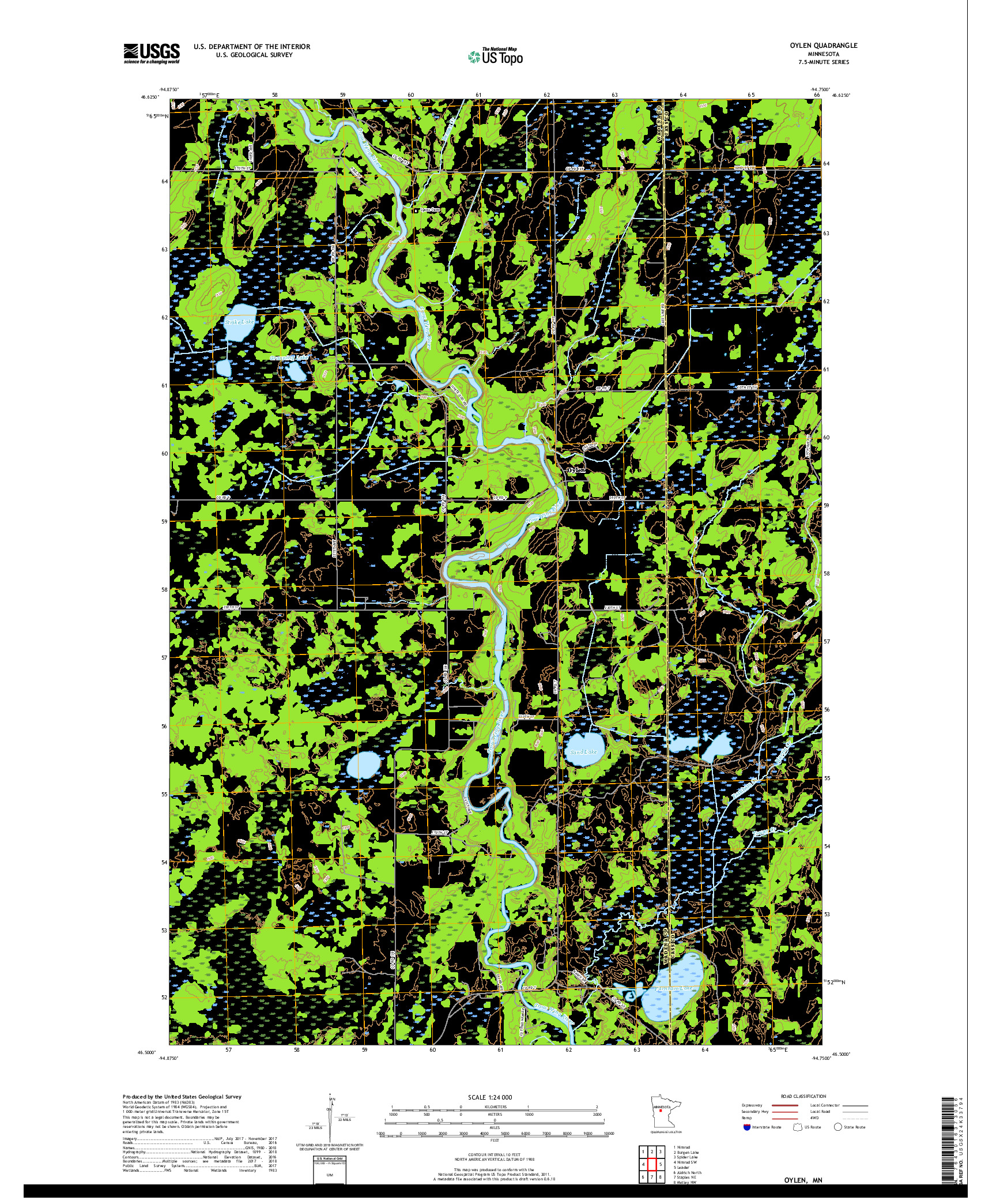 USGS US TOPO 7.5-MINUTE MAP FOR OYLEN, MN 2019