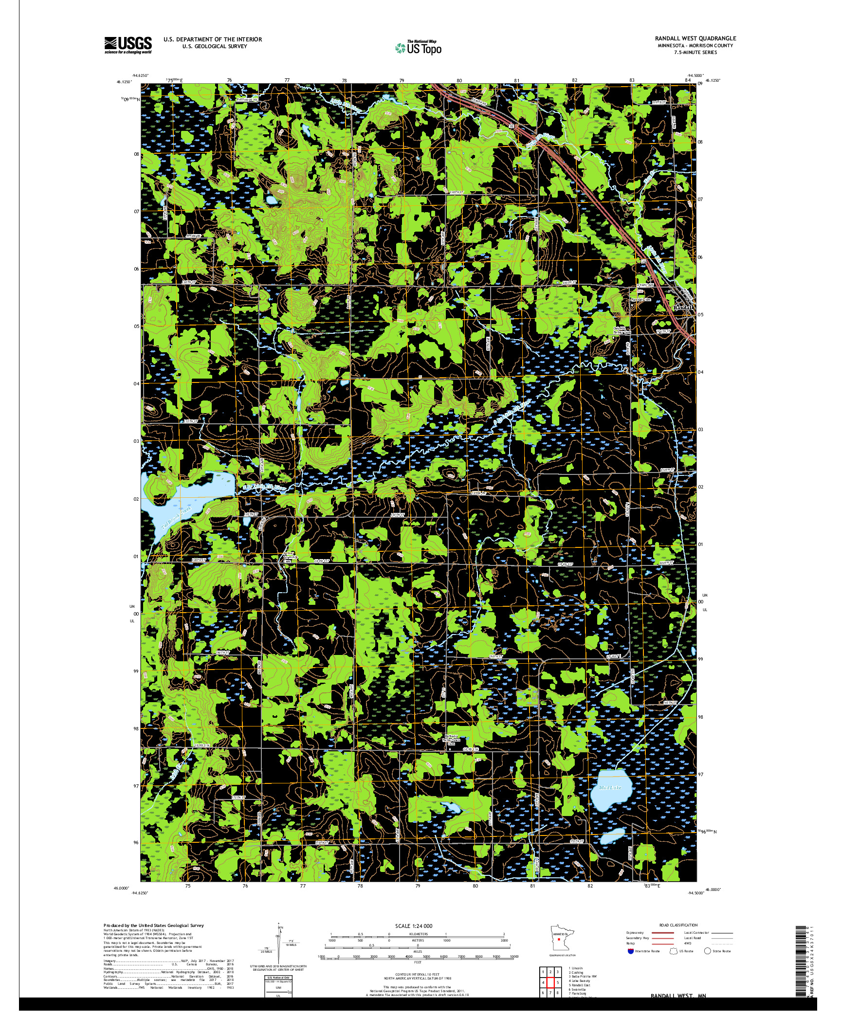 USGS US TOPO 7.5-MINUTE MAP FOR RANDALL WEST, MN 2019