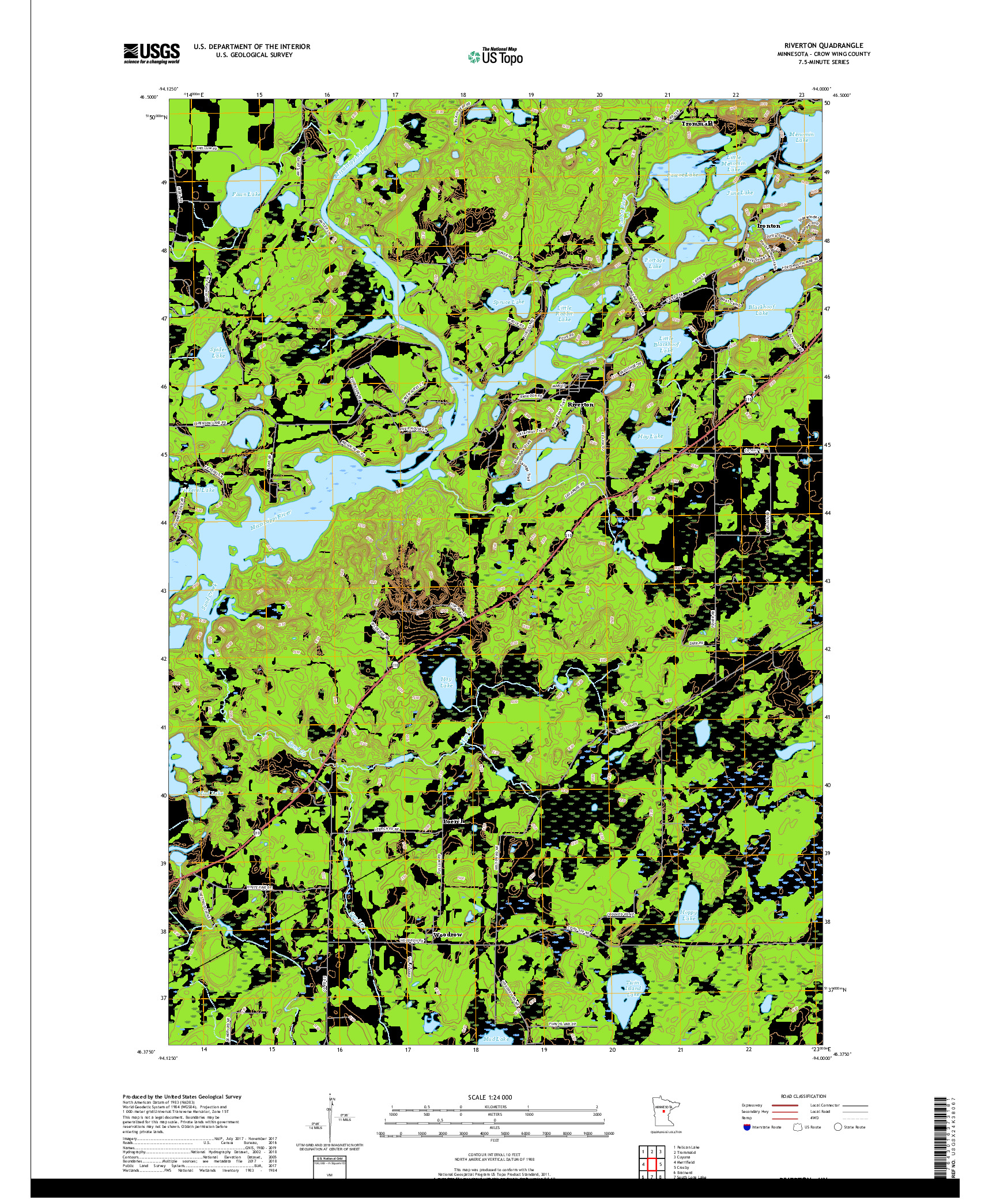 USGS US TOPO 7.5-MINUTE MAP FOR RIVERTON, MN 2019