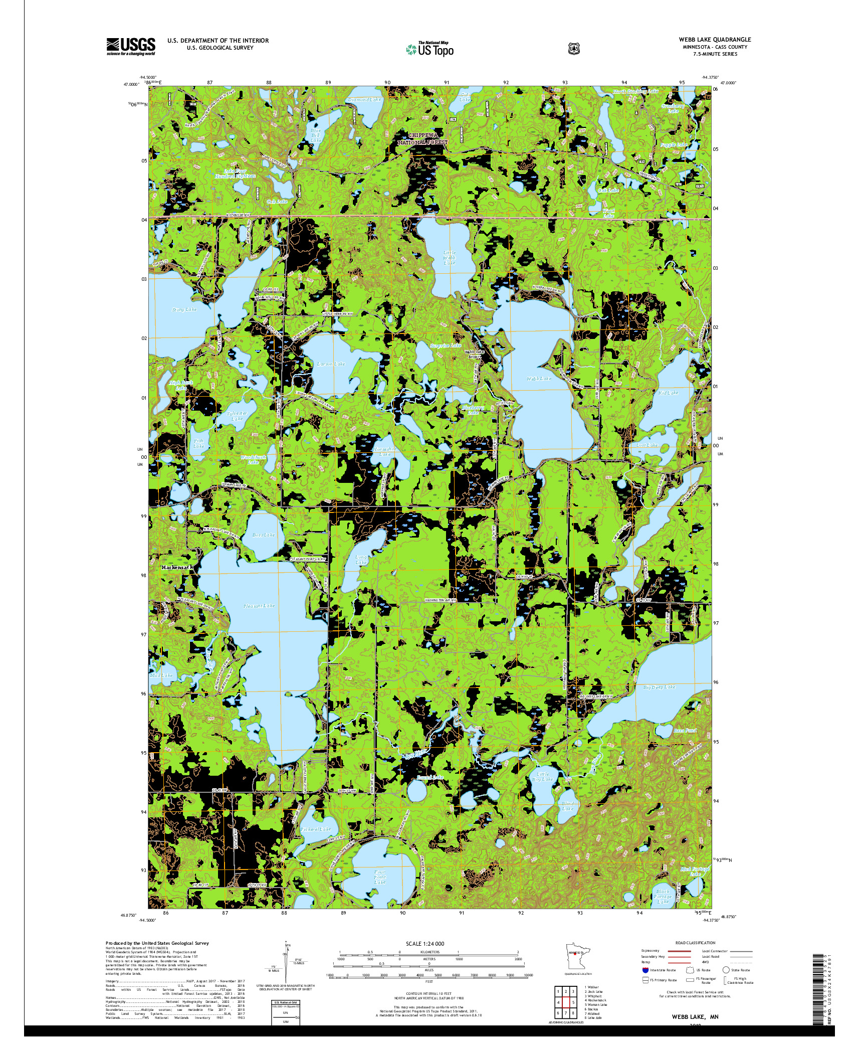 USGS US TOPO 7.5-MINUTE MAP FOR WEBB LAKE, MN 2019