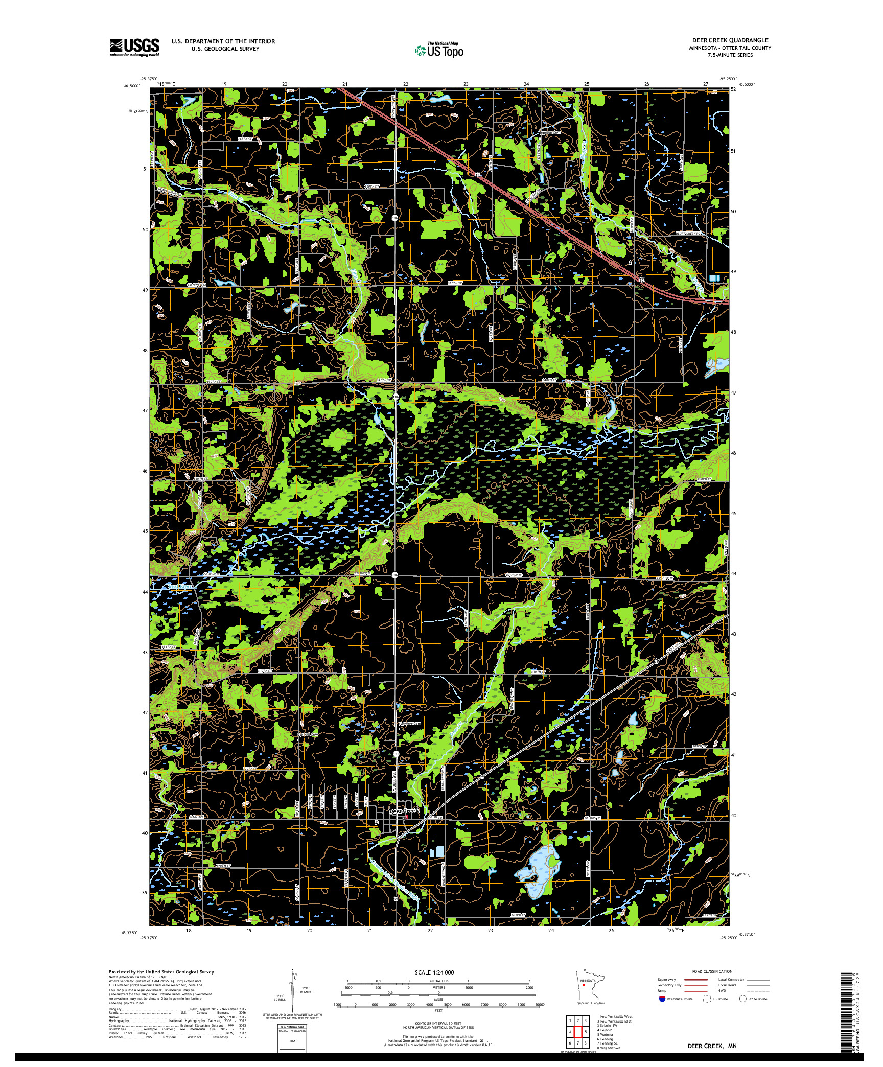 USGS US TOPO 7.5-MINUTE MAP FOR DEER CREEK, MN 2019