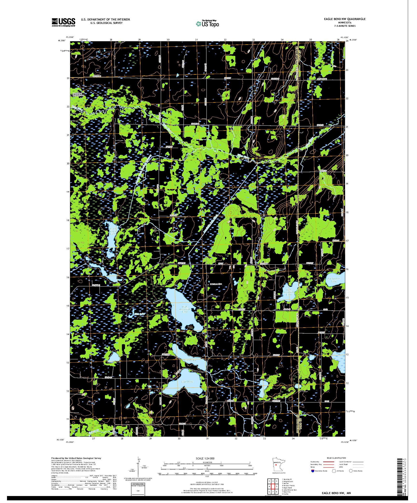 USGS US TOPO 7.5-MINUTE MAP FOR EAGLE BEND NW, MN 2019