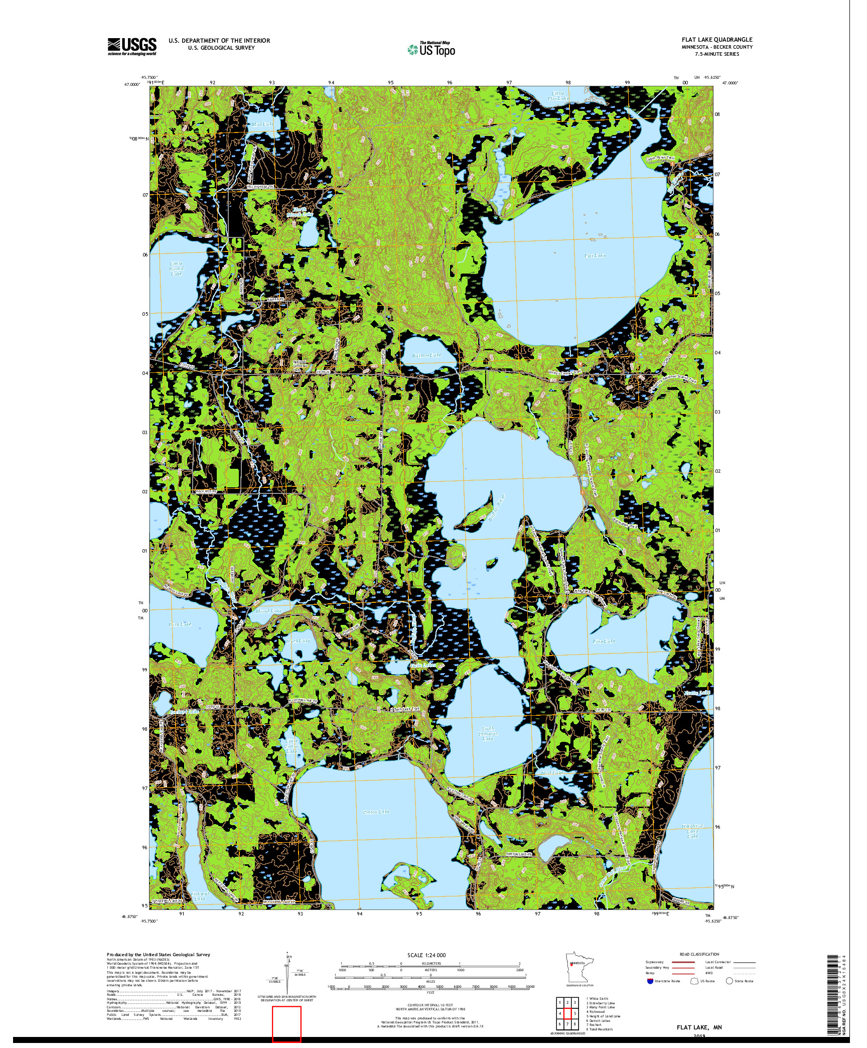 USGS US TOPO 7.5-MINUTE MAP FOR FLAT LAKE, MN 2019