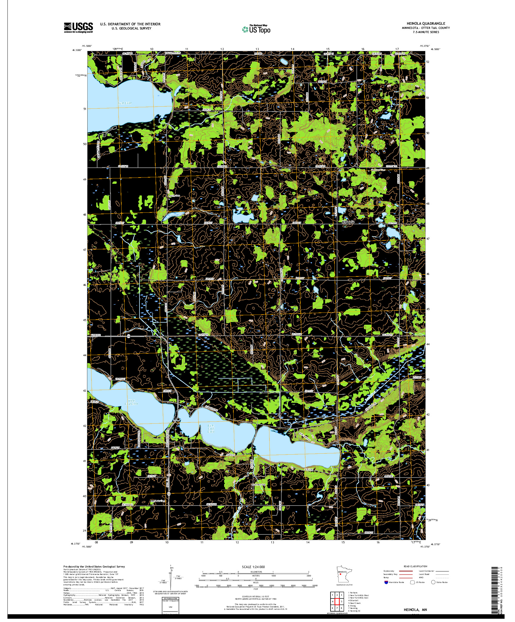 USGS US TOPO 7.5-MINUTE MAP FOR HEINOLA, MN 2019