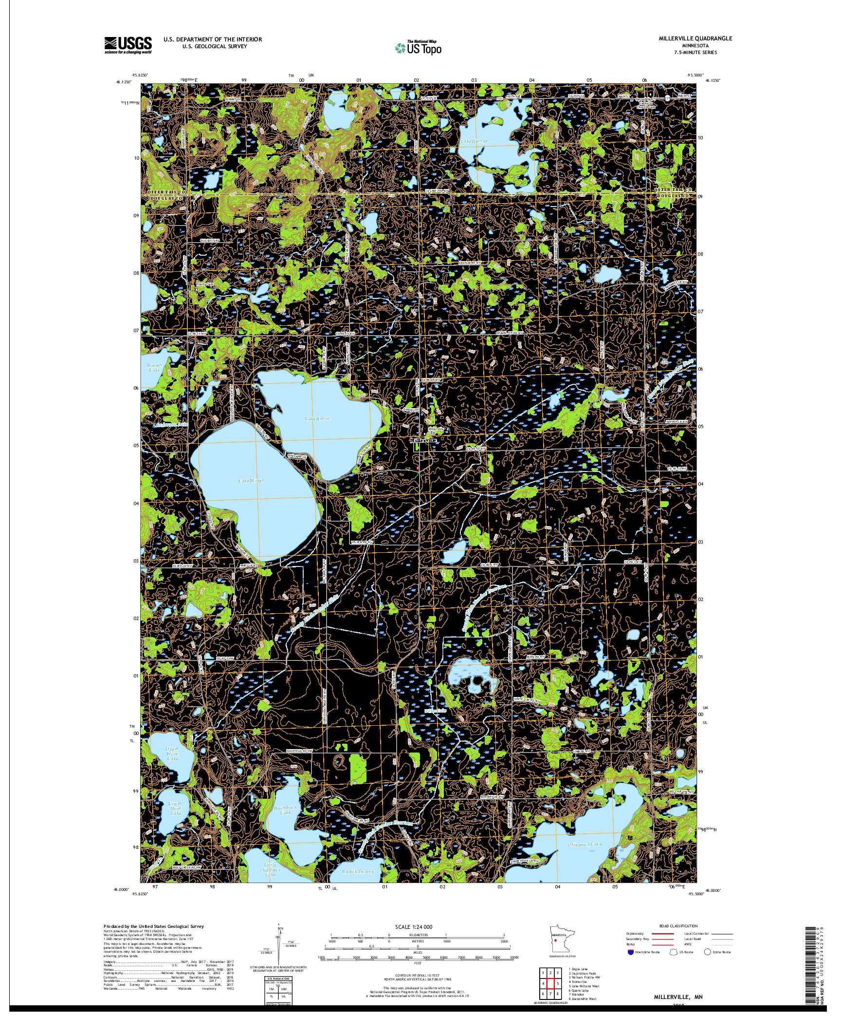 USGS US TOPO 7.5-MINUTE MAP FOR MILLERVILLE, MN 2019