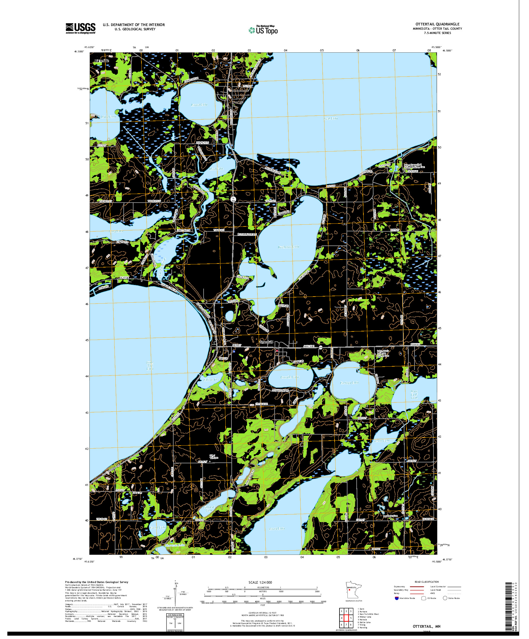 USGS US TOPO 7.5-MINUTE MAP FOR OTTERTAIL, MN 2019