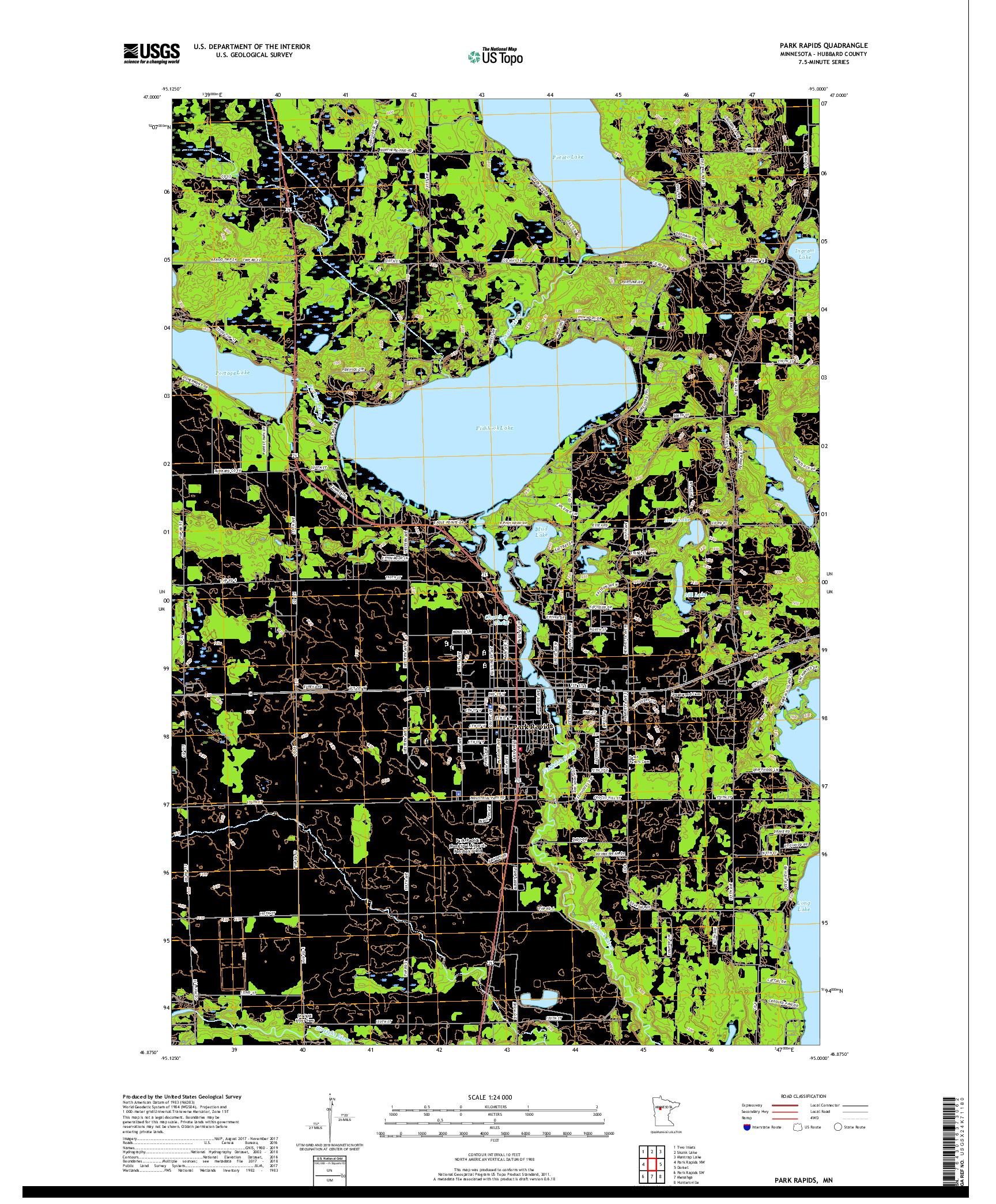 USGS US TOPO 7.5-MINUTE MAP FOR PARK RAPIDS, MN 2019