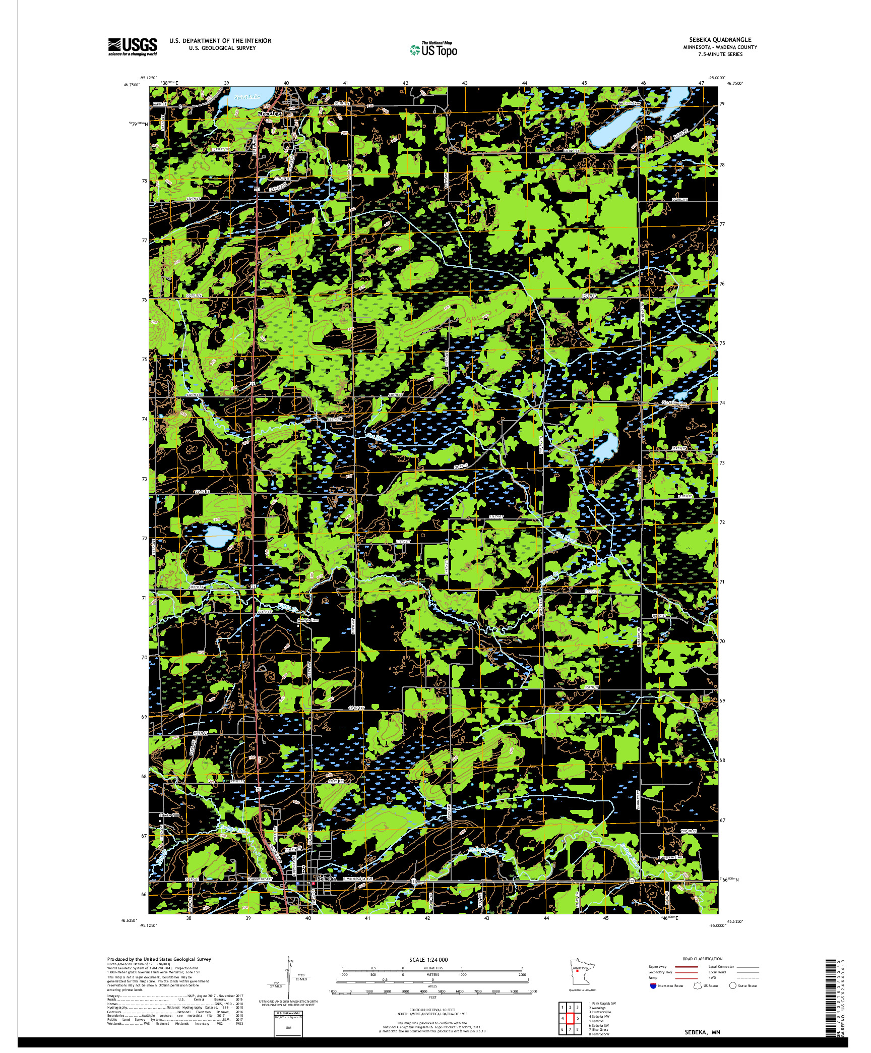 USGS US TOPO 7.5-MINUTE MAP FOR SEBEKA, MN 2019