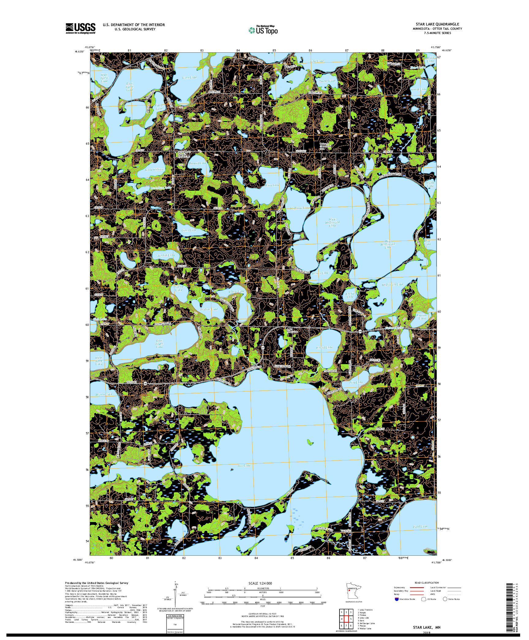 USGS US TOPO 7.5-MINUTE MAP FOR STAR LAKE, MN 2019