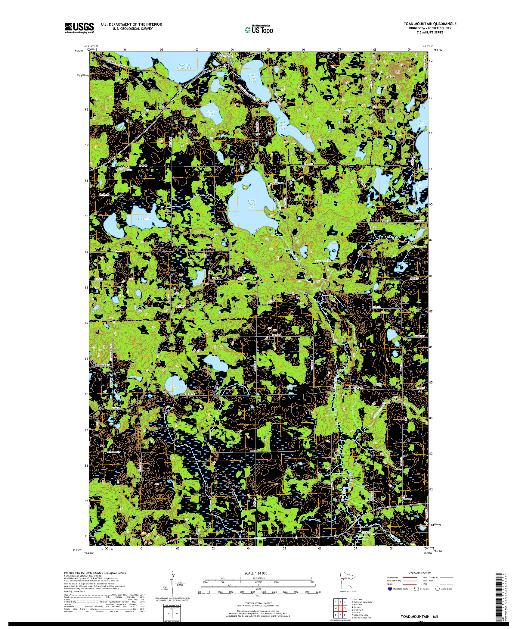 USGS US TOPO 7.5-MINUTE MAP FOR TOAD MOUNTAIN, MN 2019