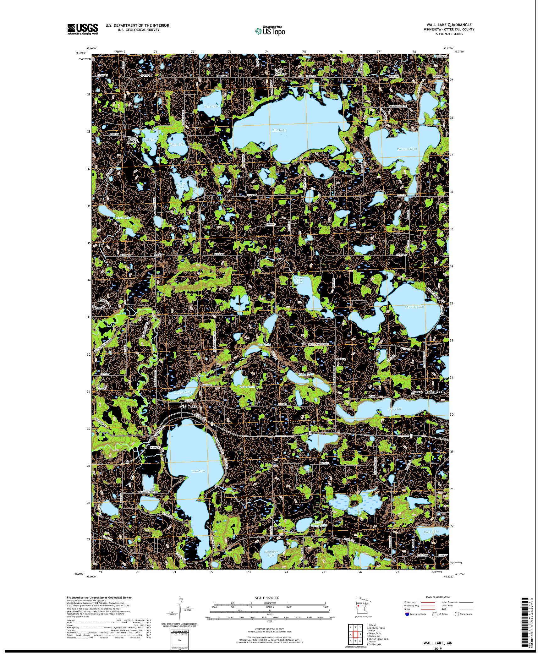 USGS US TOPO 7.5-MINUTE MAP FOR WALL LAKE, MN 2019