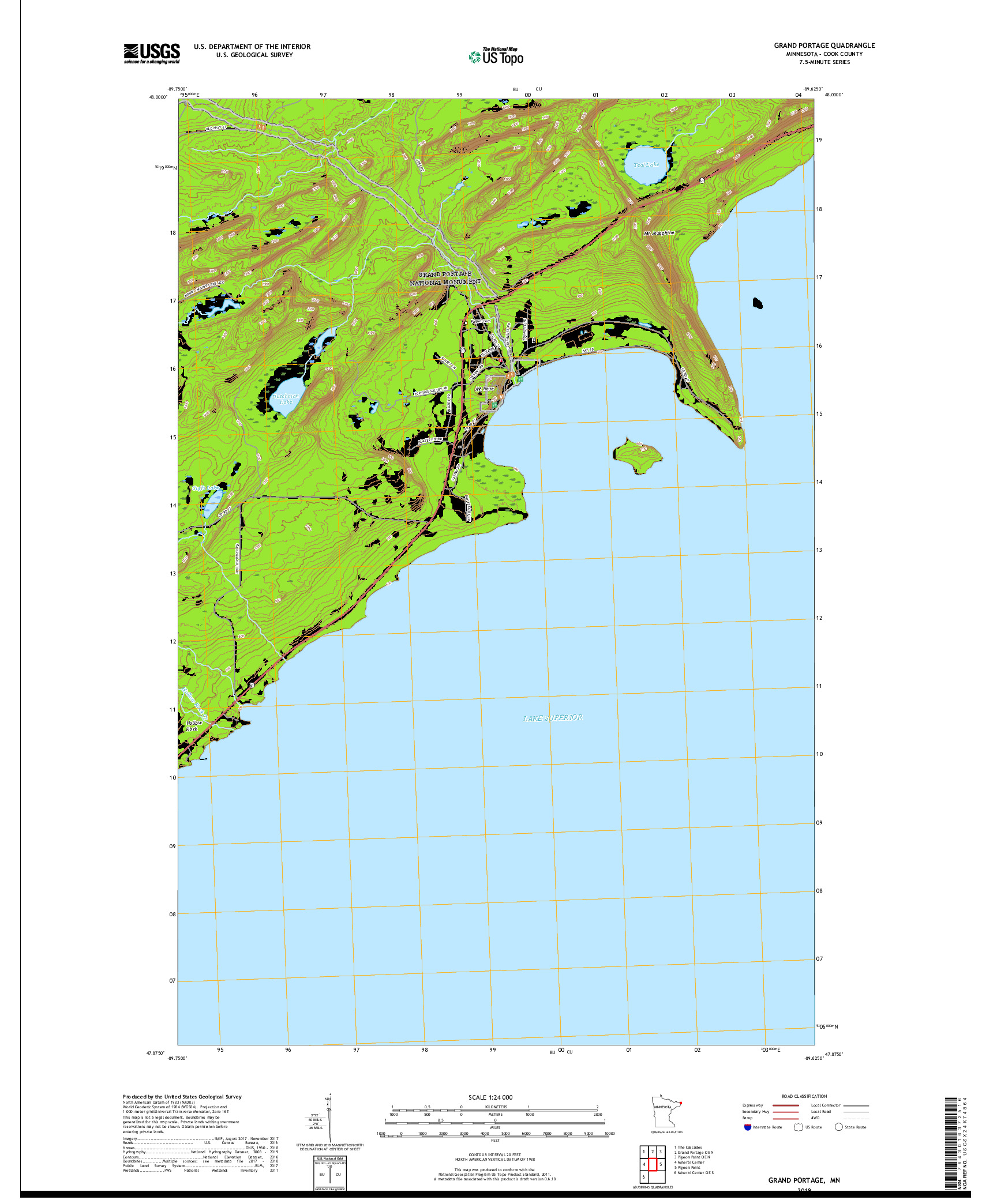 USGS US TOPO 7.5-MINUTE MAP FOR GRAND PORTAGE, MN 2019