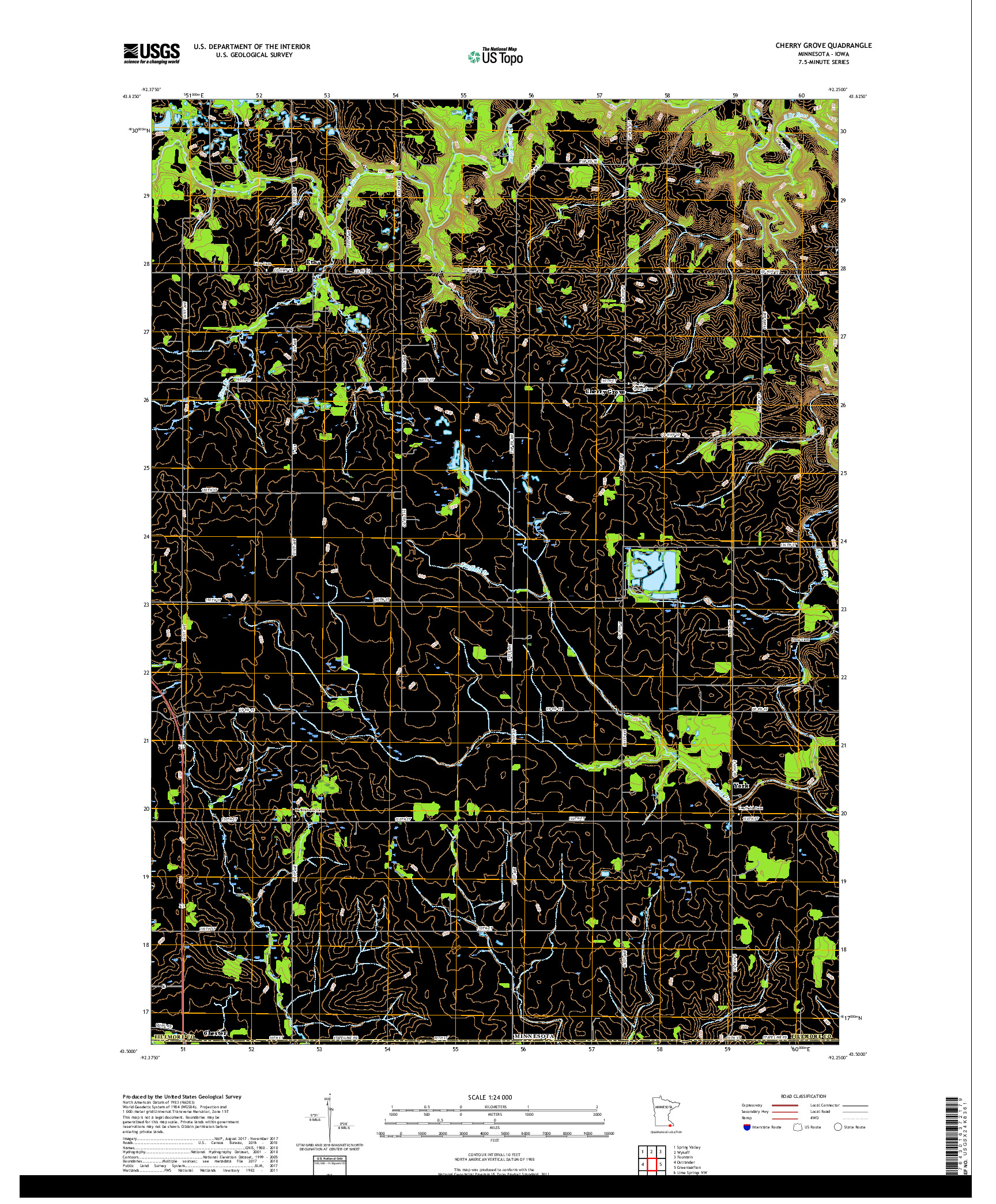 USGS US TOPO 7.5-MINUTE MAP FOR CHERRY GROVE, MN,IA 2019