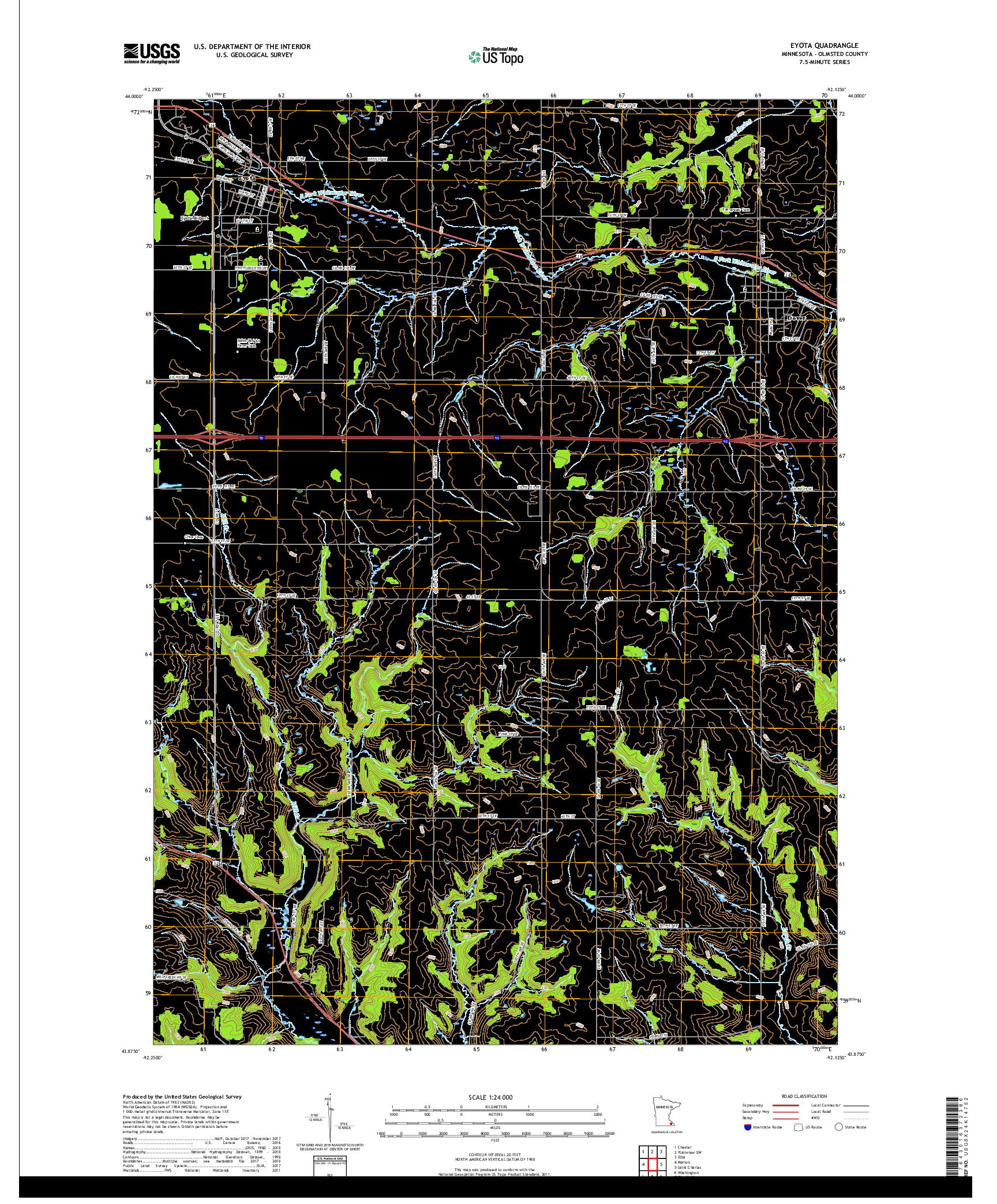 USGS US TOPO 7.5-MINUTE MAP FOR EYOTA, MN 2019