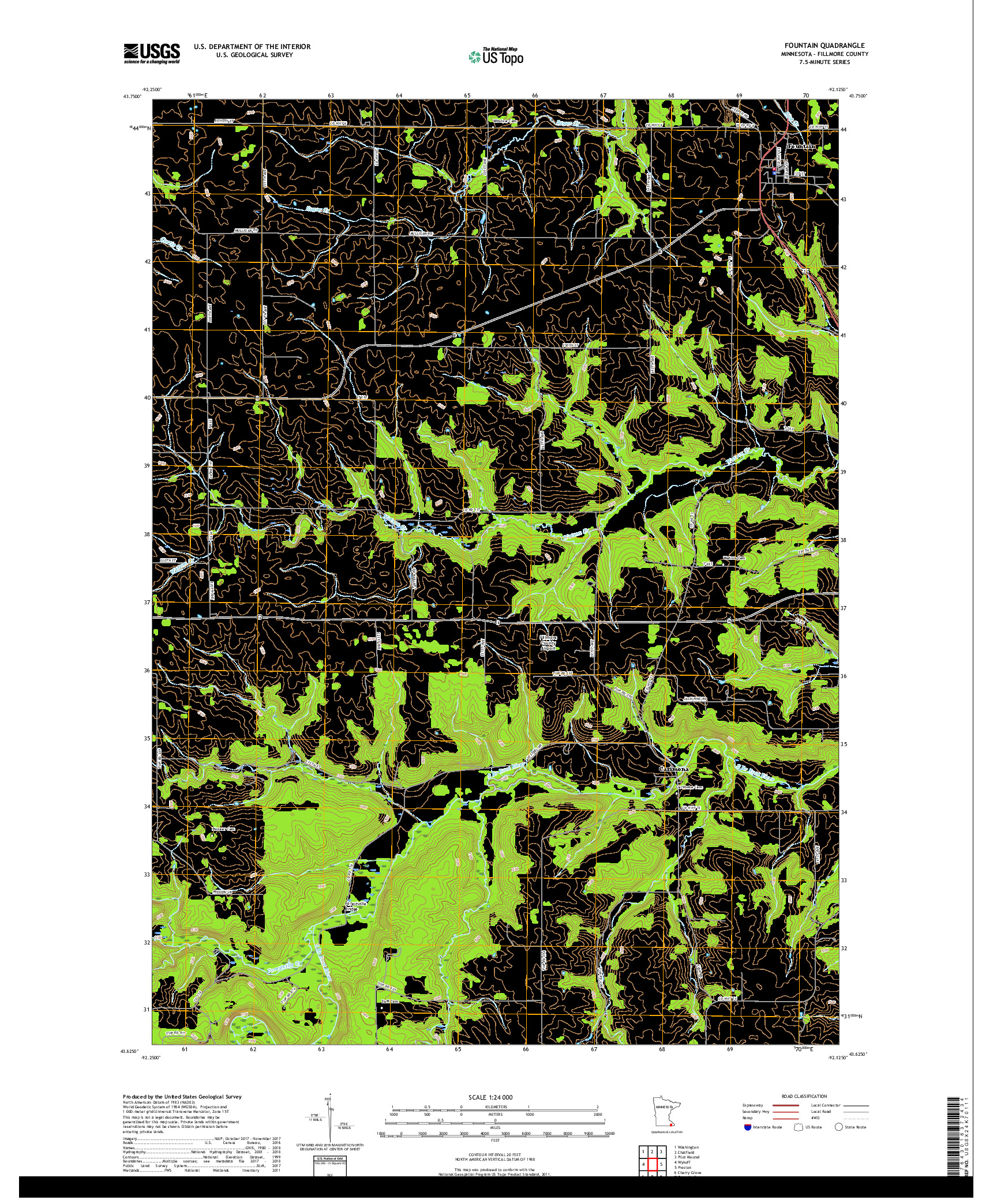 USGS US TOPO 7.5-MINUTE MAP FOR FOUNTAIN, MN 2019