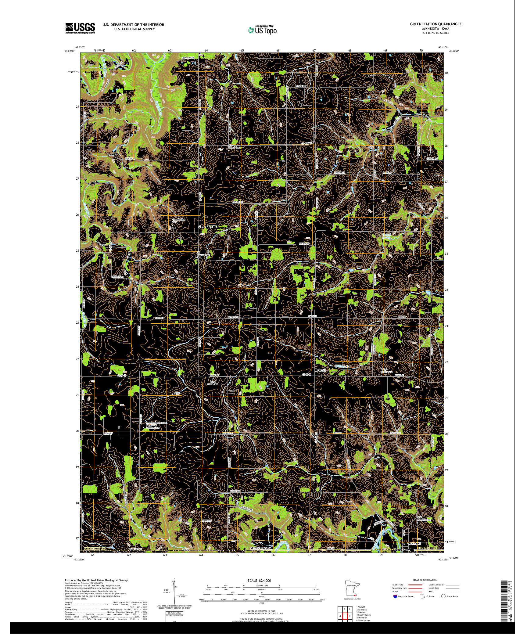 USGS US TOPO 7.5-MINUTE MAP FOR GREENLEAFTON, MN,IA 2019