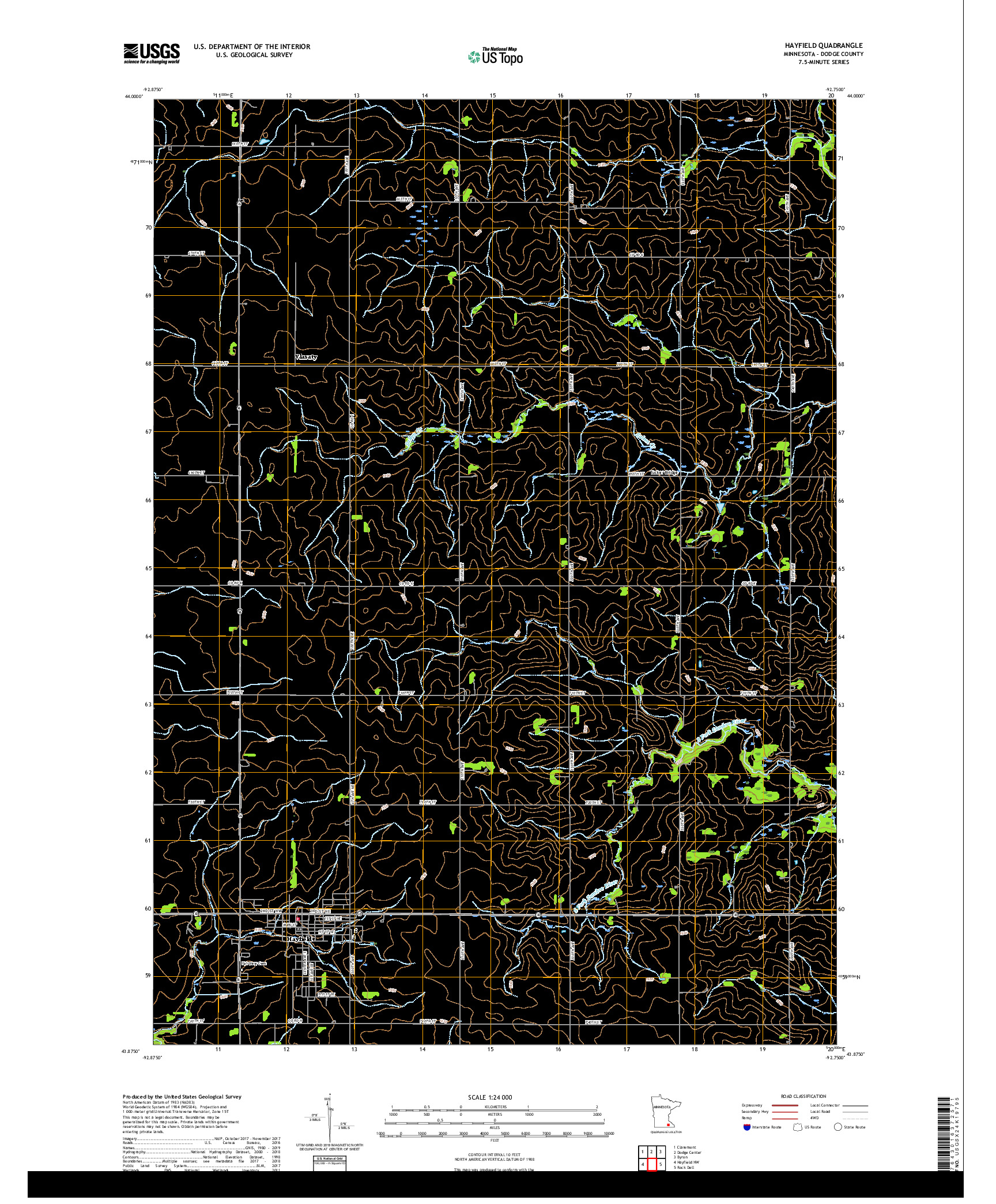 USGS US TOPO 7.5-MINUTE MAP FOR HAYFIELD, MN 2019