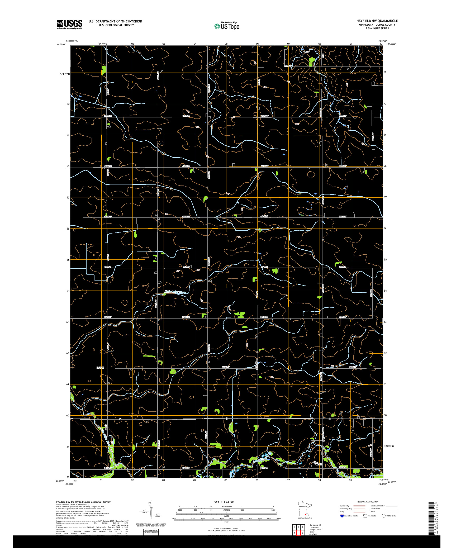 USGS US TOPO 7.5-MINUTE MAP FOR HAYFIELD NW, MN 2019