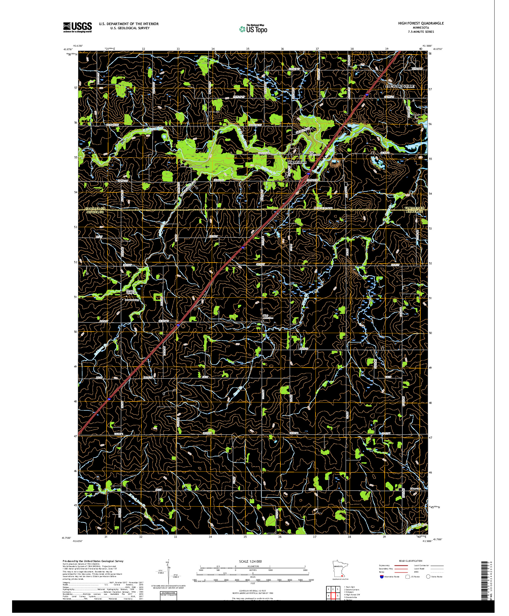 USGS US TOPO 7.5-MINUTE MAP FOR HIGH FOREST, MN 2019