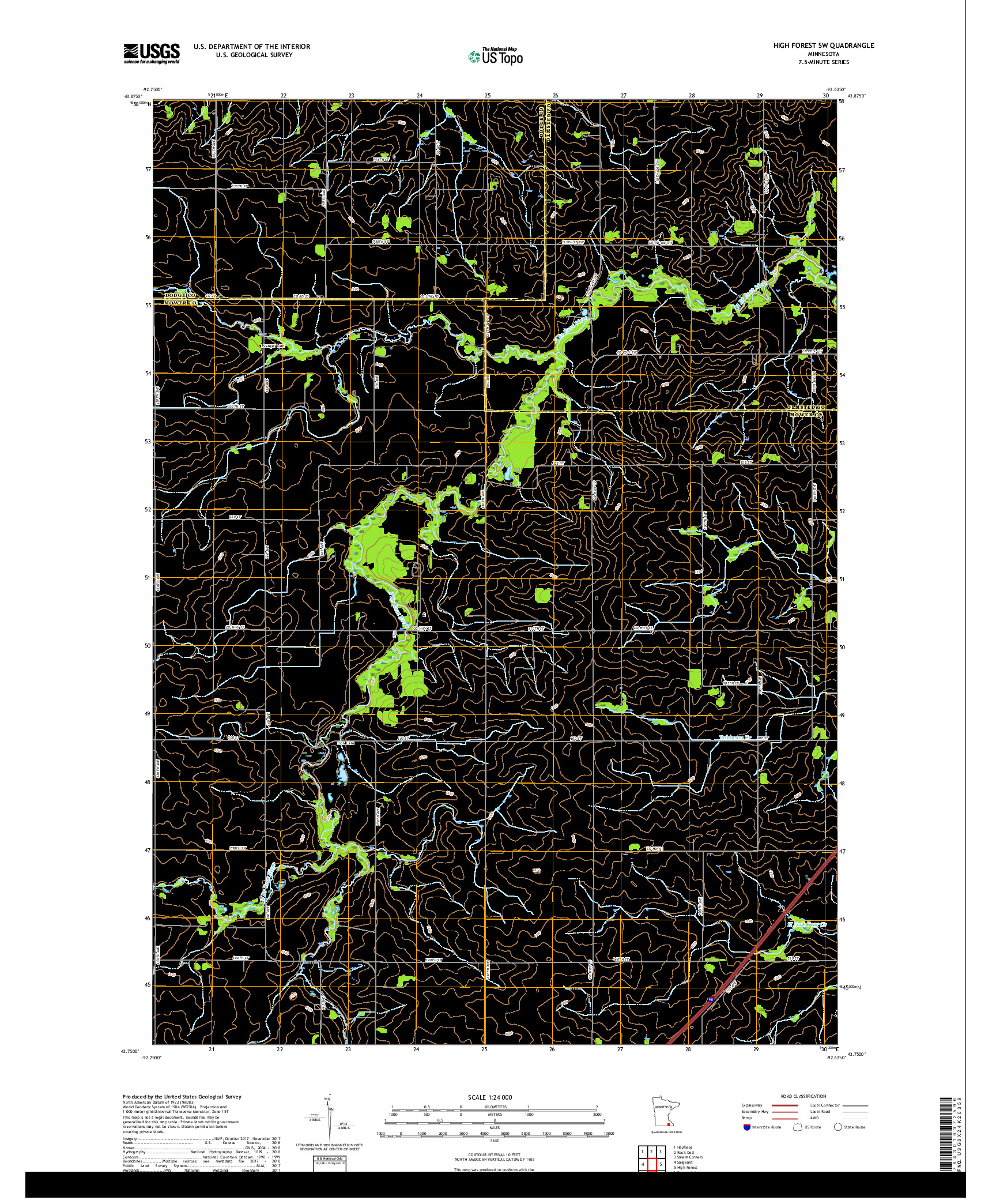 USGS US TOPO 7.5-MINUTE MAP FOR HIGH FOREST SW, MN 2019