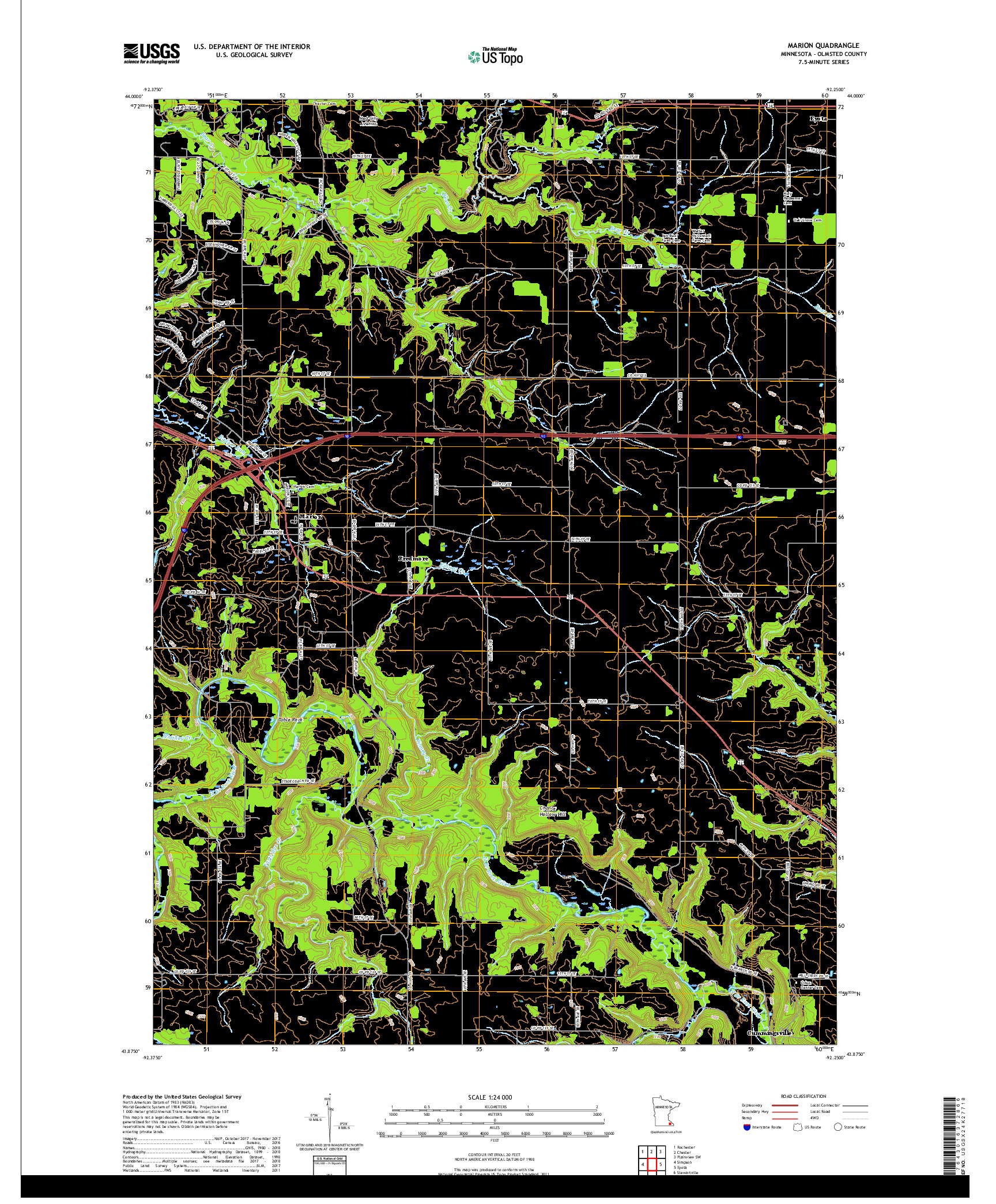 USGS US TOPO 7.5-MINUTE MAP FOR MARION, MN 2019