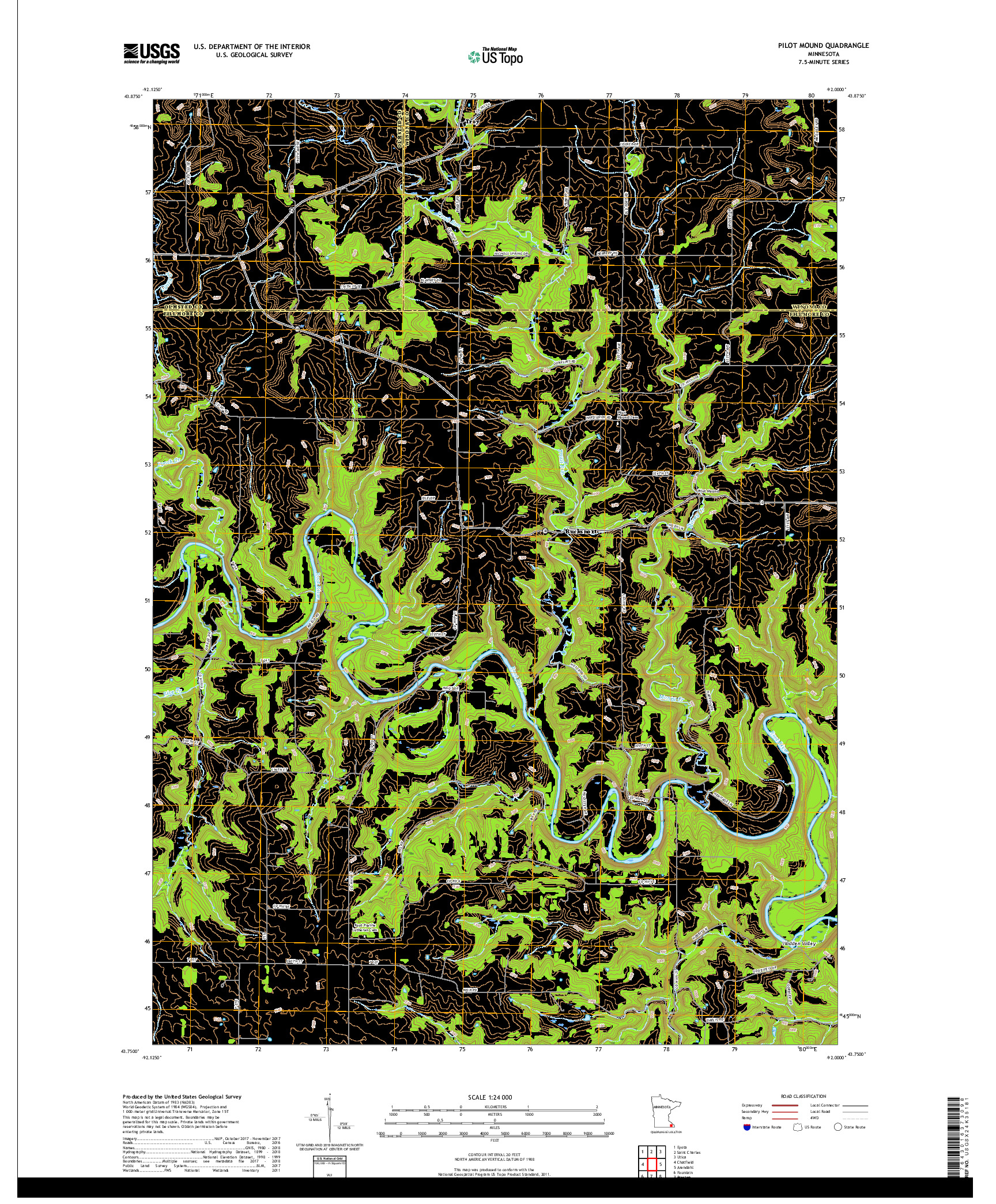 USGS US TOPO 7.5-MINUTE MAP FOR PILOT MOUND, MN 2019
