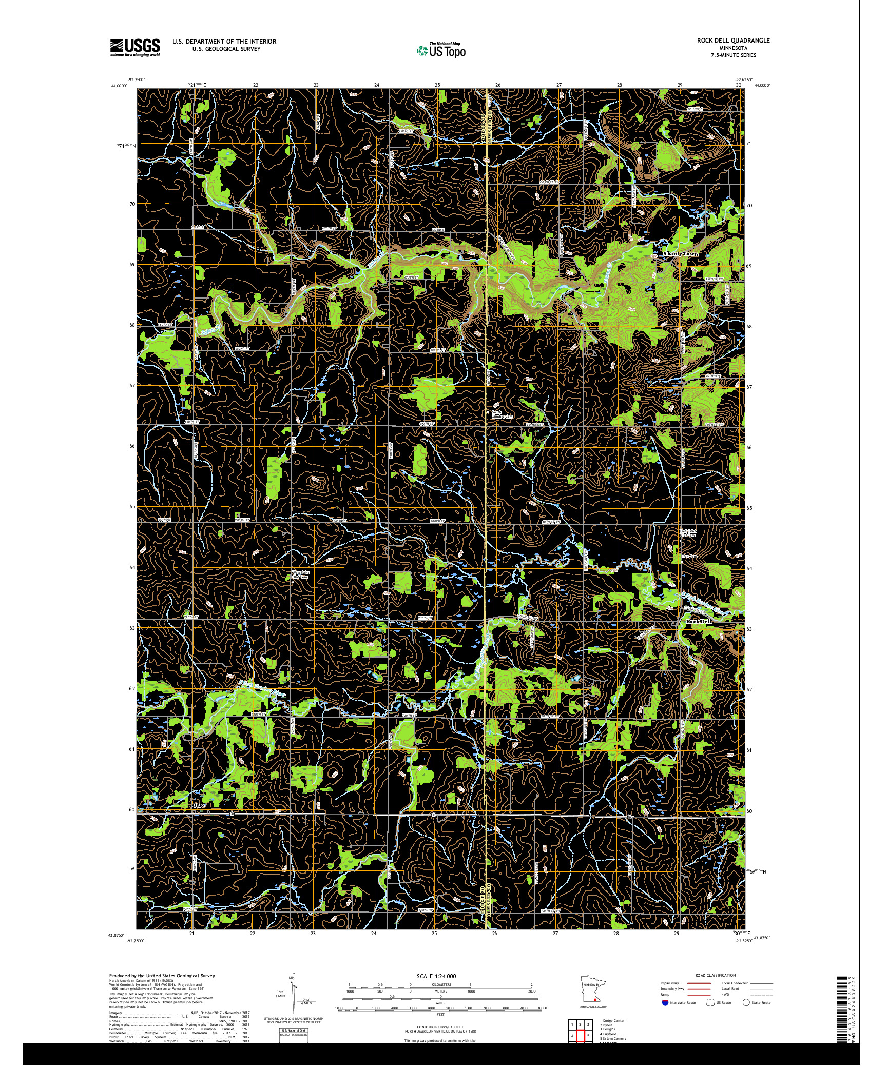 USGS US TOPO 7.5-MINUTE MAP FOR ROCK DELL, MN 2019