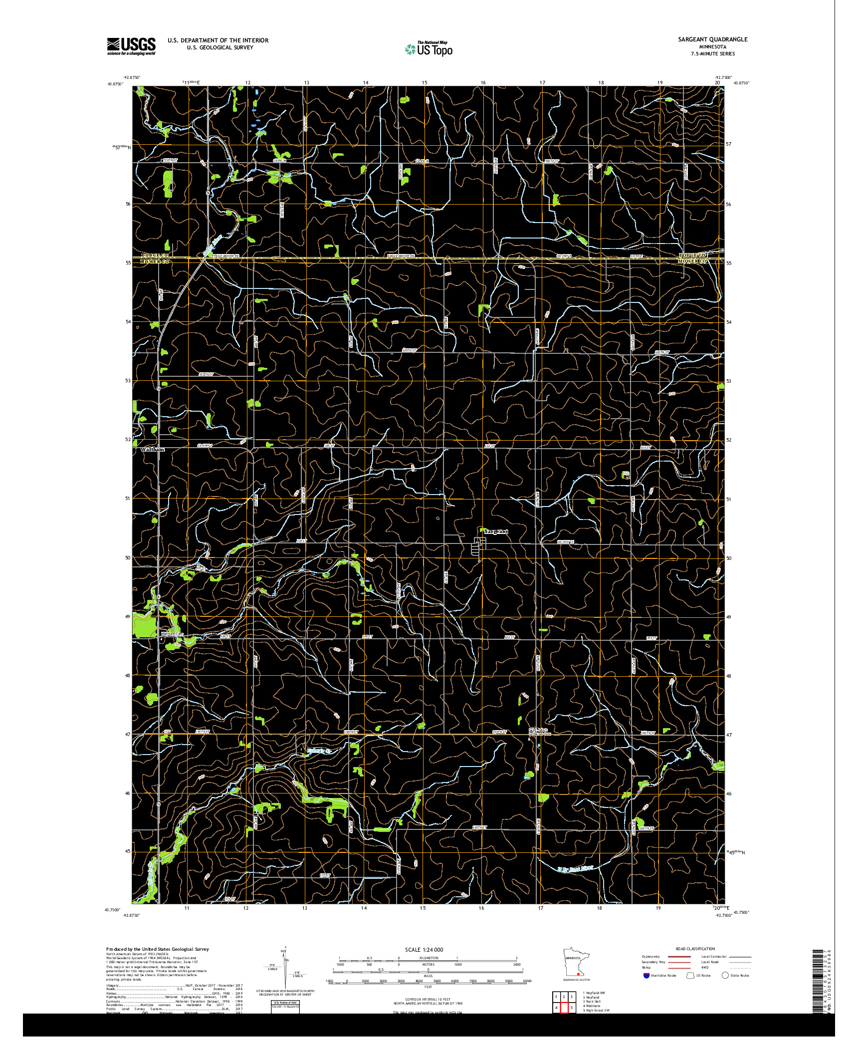 USGS US TOPO 7.5-MINUTE MAP FOR SARGEANT, MN 2019