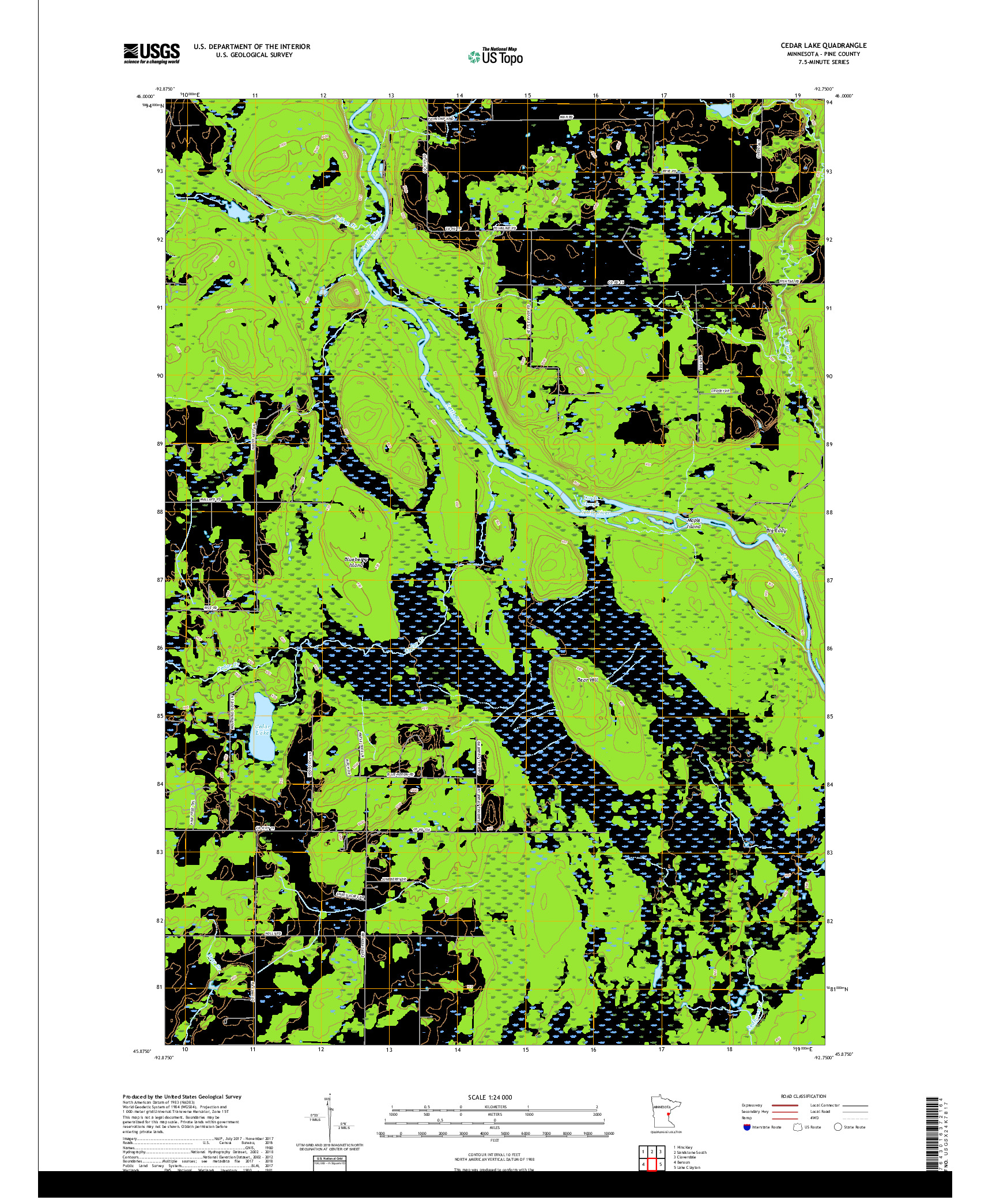 USGS US TOPO 7.5-MINUTE MAP FOR CEDAR LAKE, MN 2019