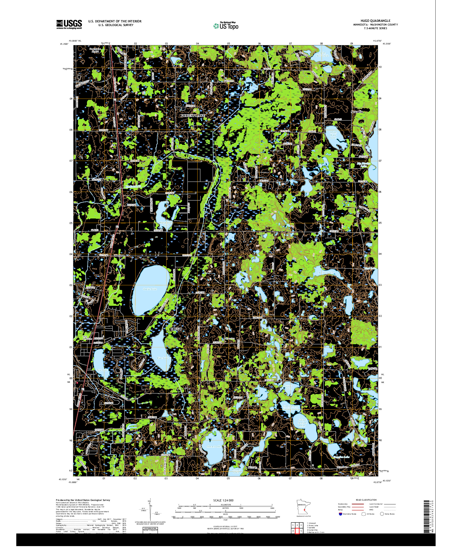 USGS US TOPO 7.5-MINUTE MAP FOR HUGO, MN 2019