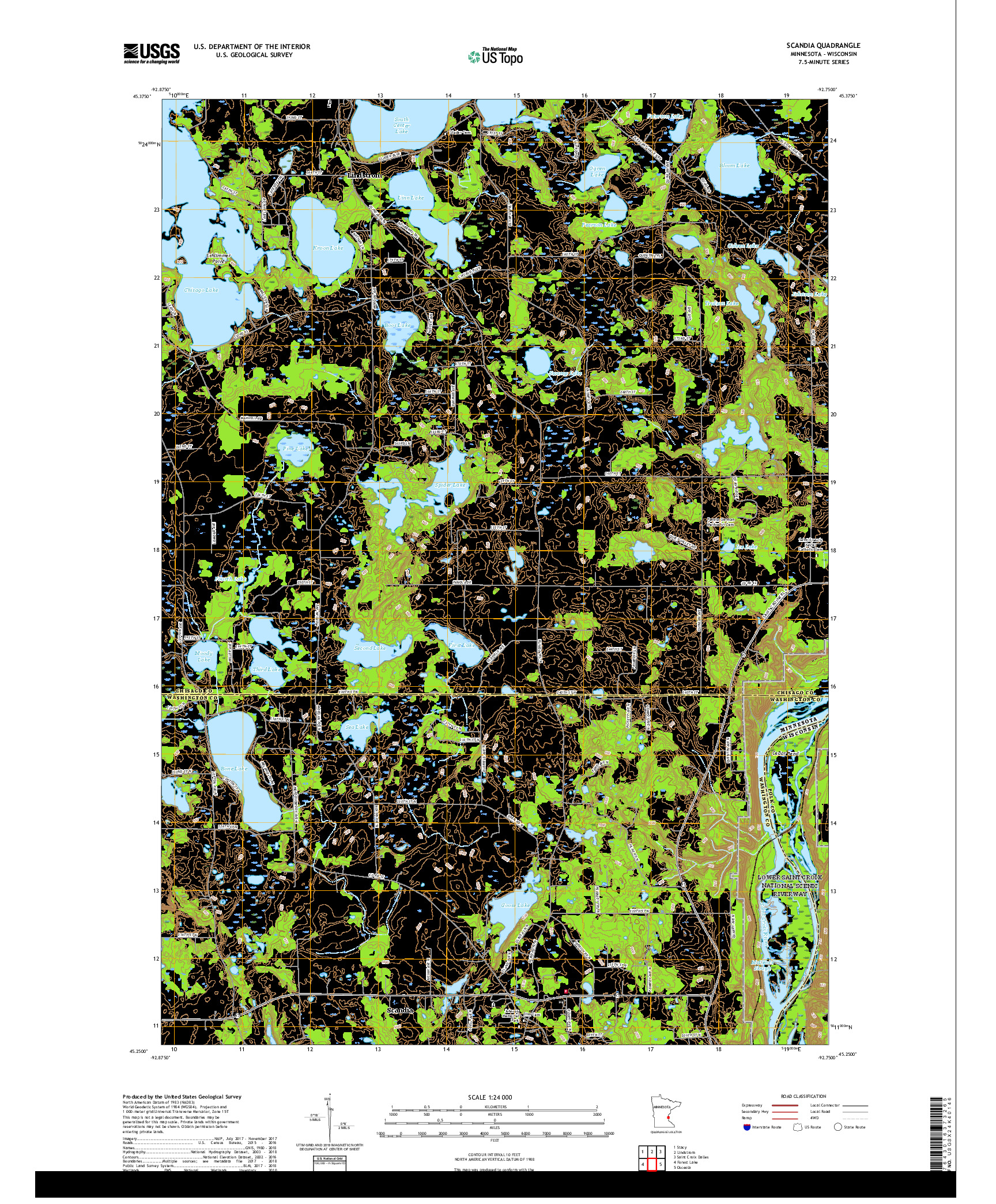 USGS US TOPO 7.5-MINUTE MAP FOR SCANDIA, MN,WI 2019