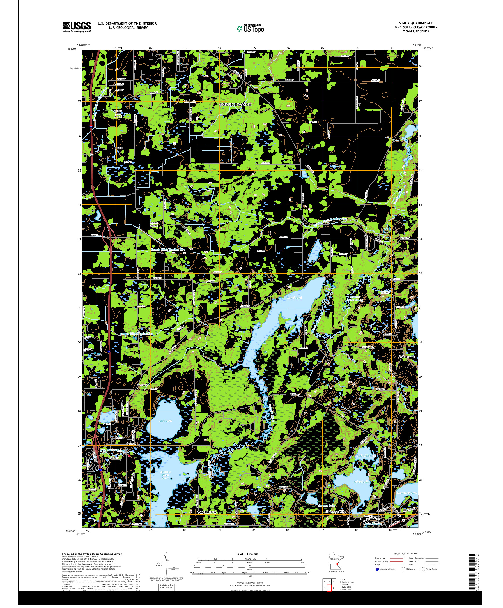 USGS US TOPO 7.5-MINUTE MAP FOR STACY, MN 2019