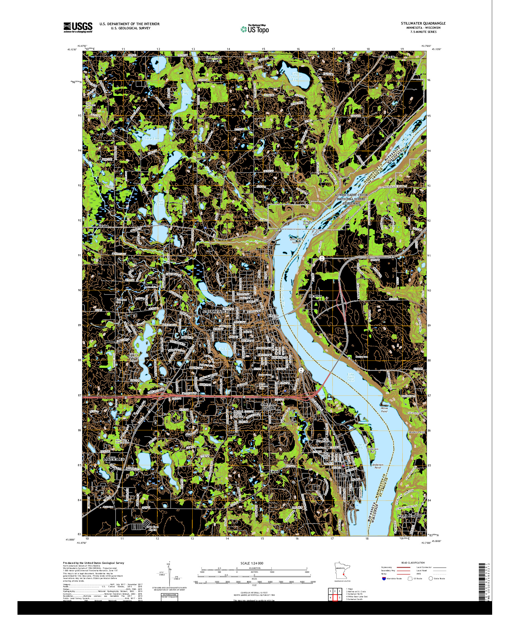 USGS US TOPO 7.5-MINUTE MAP FOR STILLWATER, MN,WI 2019