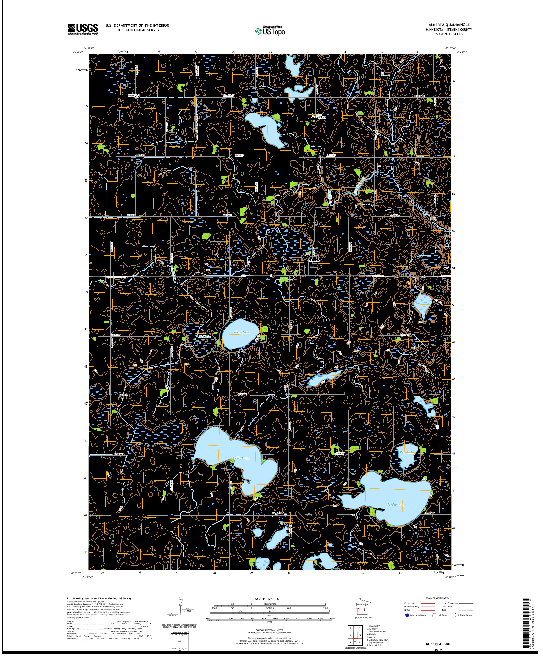 USGS US TOPO 7.5-MINUTE MAP FOR ALBERTA, MN 2019