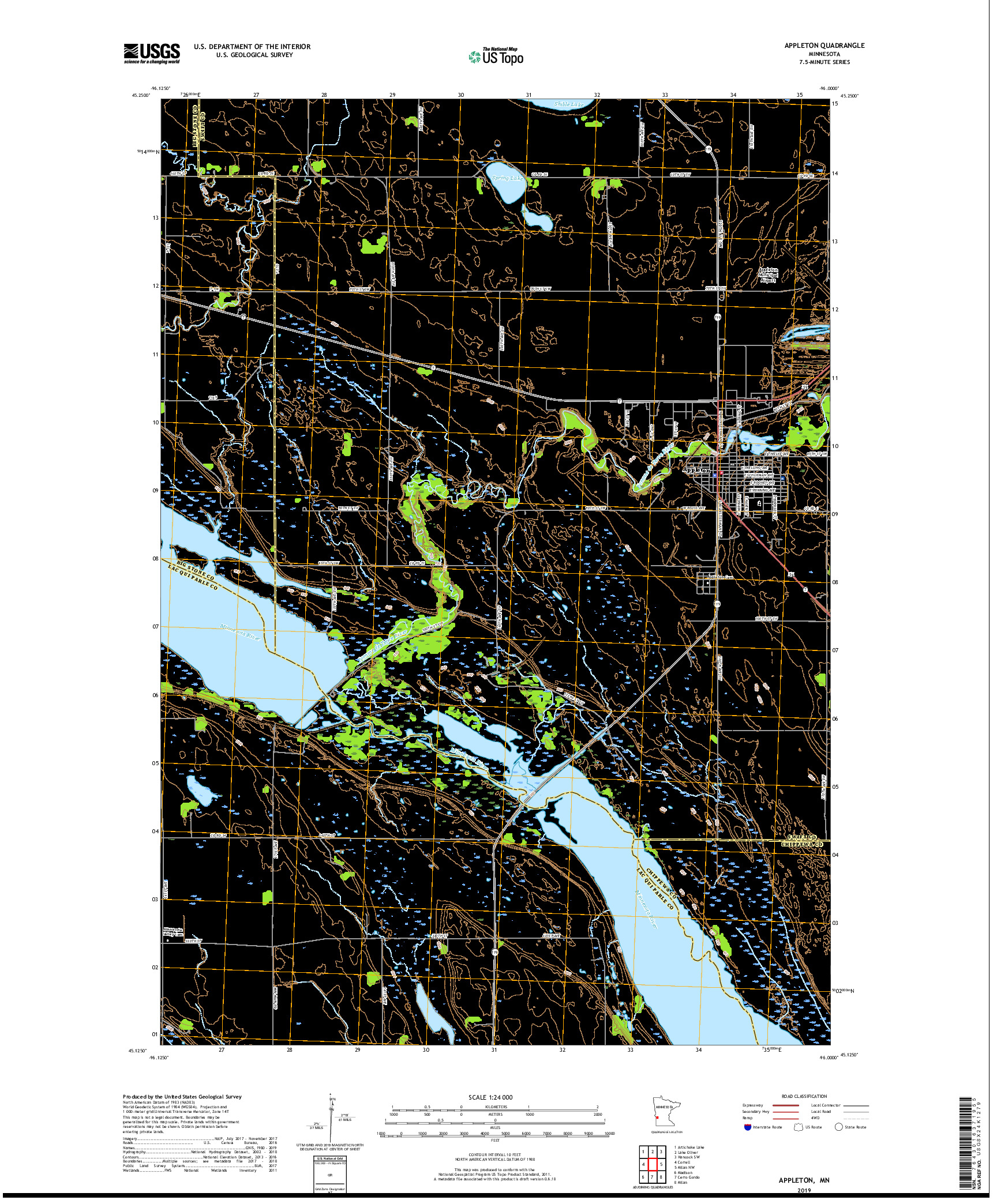 USGS US TOPO 7.5-MINUTE MAP FOR APPLETON, MN 2019