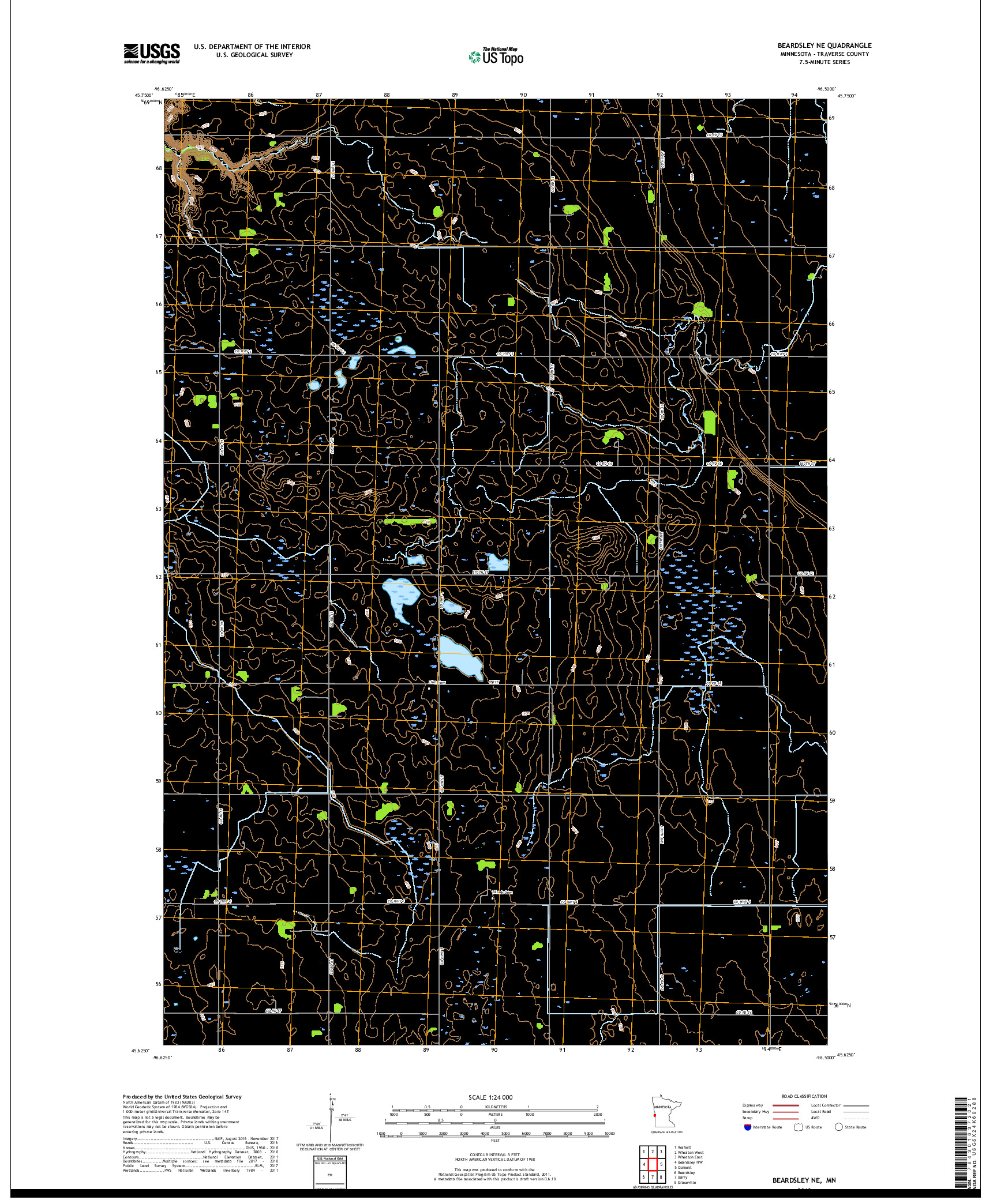 USGS US TOPO 7.5-MINUTE MAP FOR BEARDSLEY NE, MN 2019