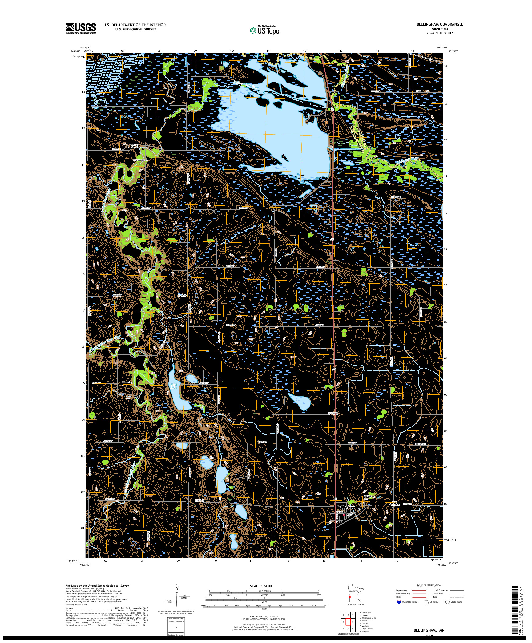 USGS US TOPO 7.5-MINUTE MAP FOR BELLINGHAM, MN 2019