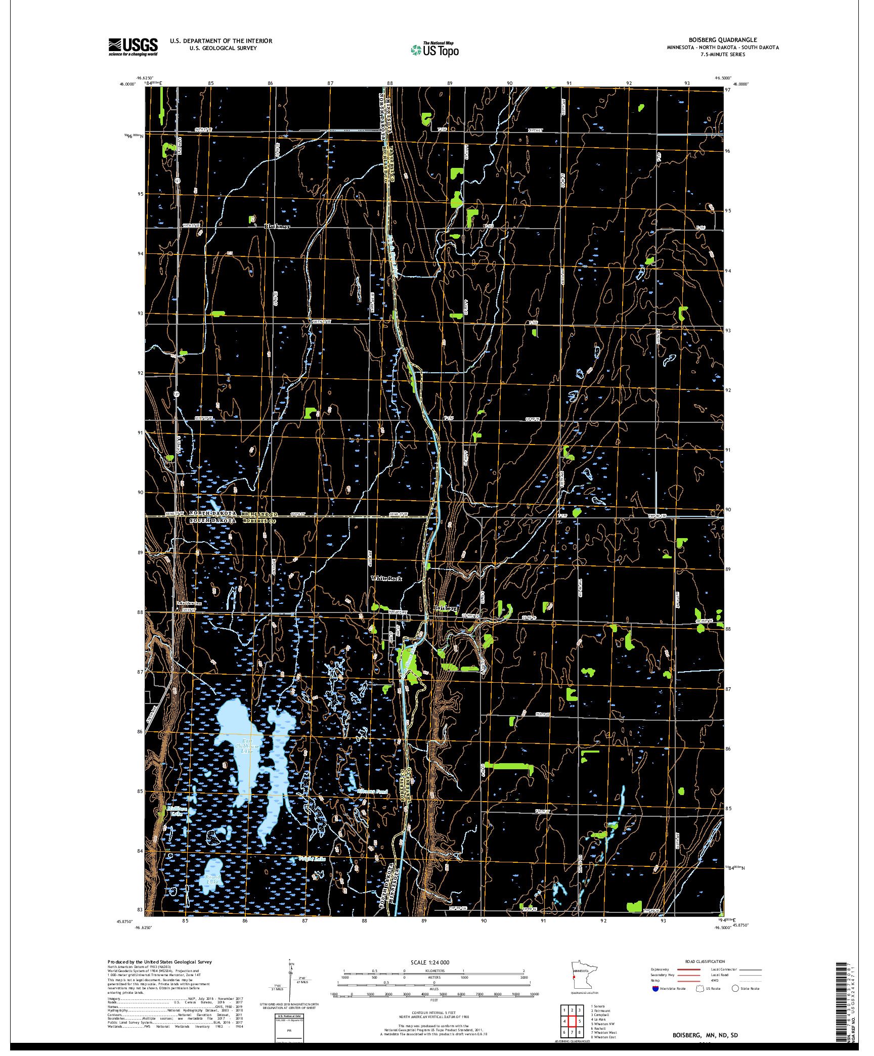 USGS US TOPO 7.5-MINUTE MAP FOR BOISBERG, MN,ND,SD 2019