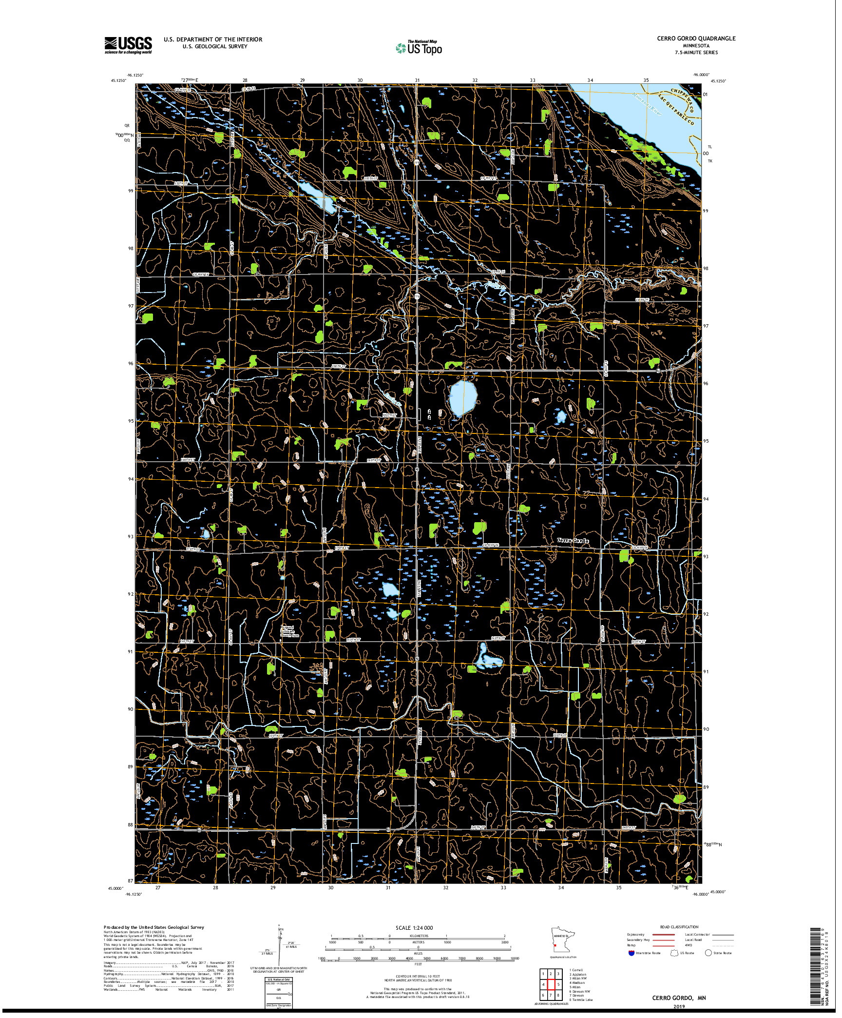 USGS US TOPO 7.5-MINUTE MAP FOR CERRO GORDO, MN 2019