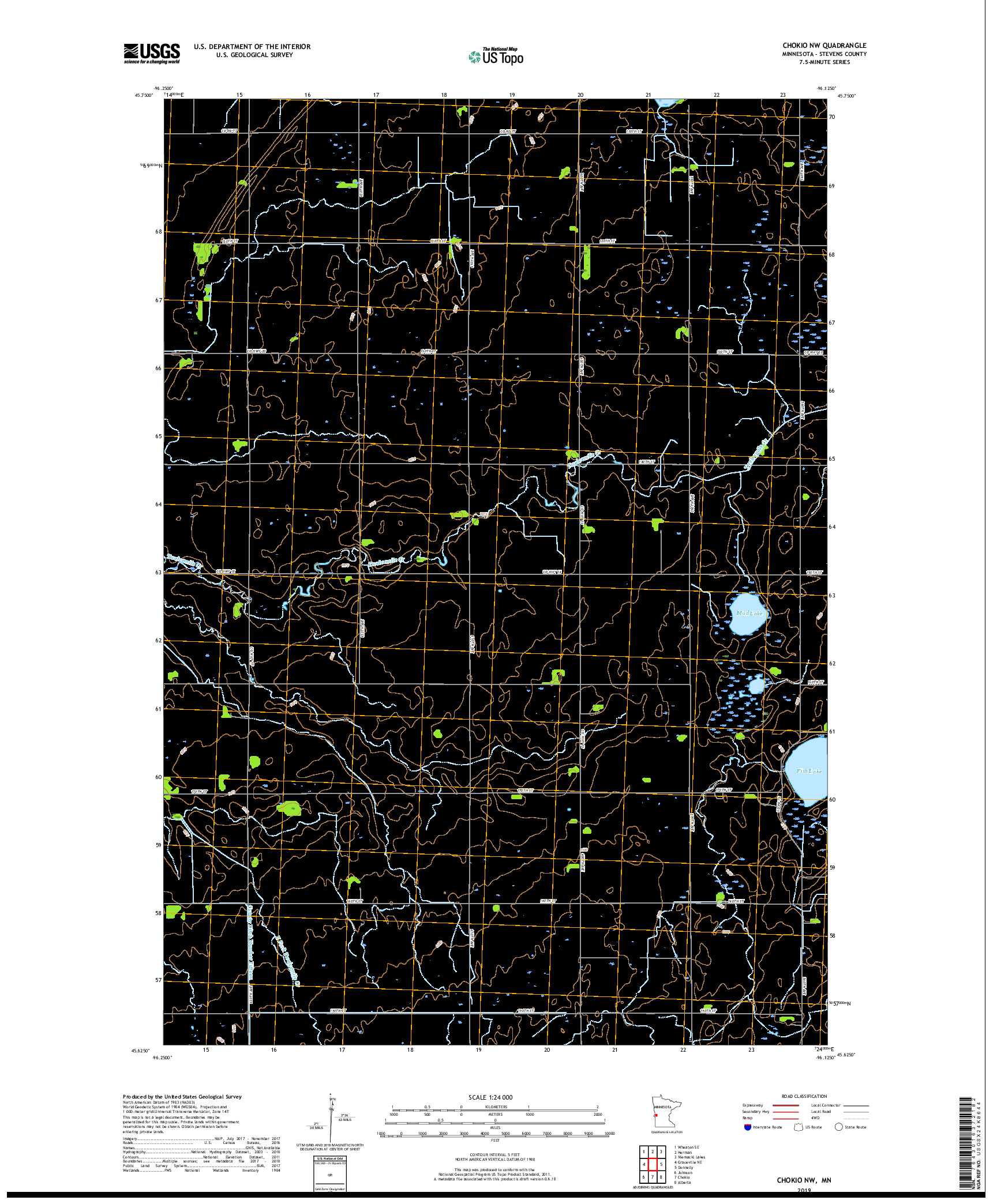 USGS US TOPO 7.5-MINUTE MAP FOR CHOKIO NW, MN 2019