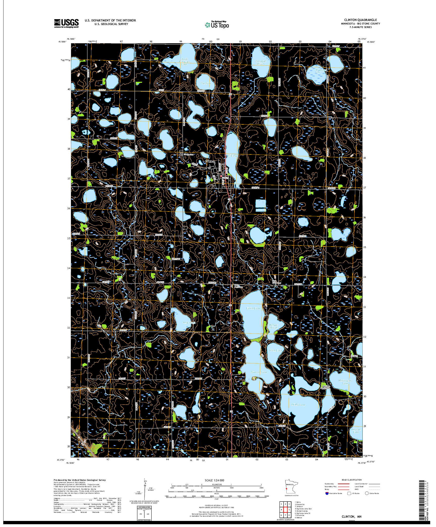 USGS US TOPO 7.5-MINUTE MAP FOR CLINTON, MN 2019