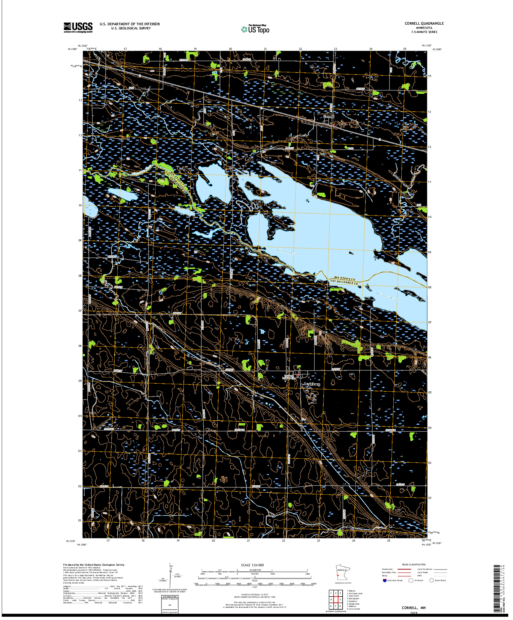 USGS US TOPO 7.5-MINUTE MAP FOR CORRELL, MN 2019
