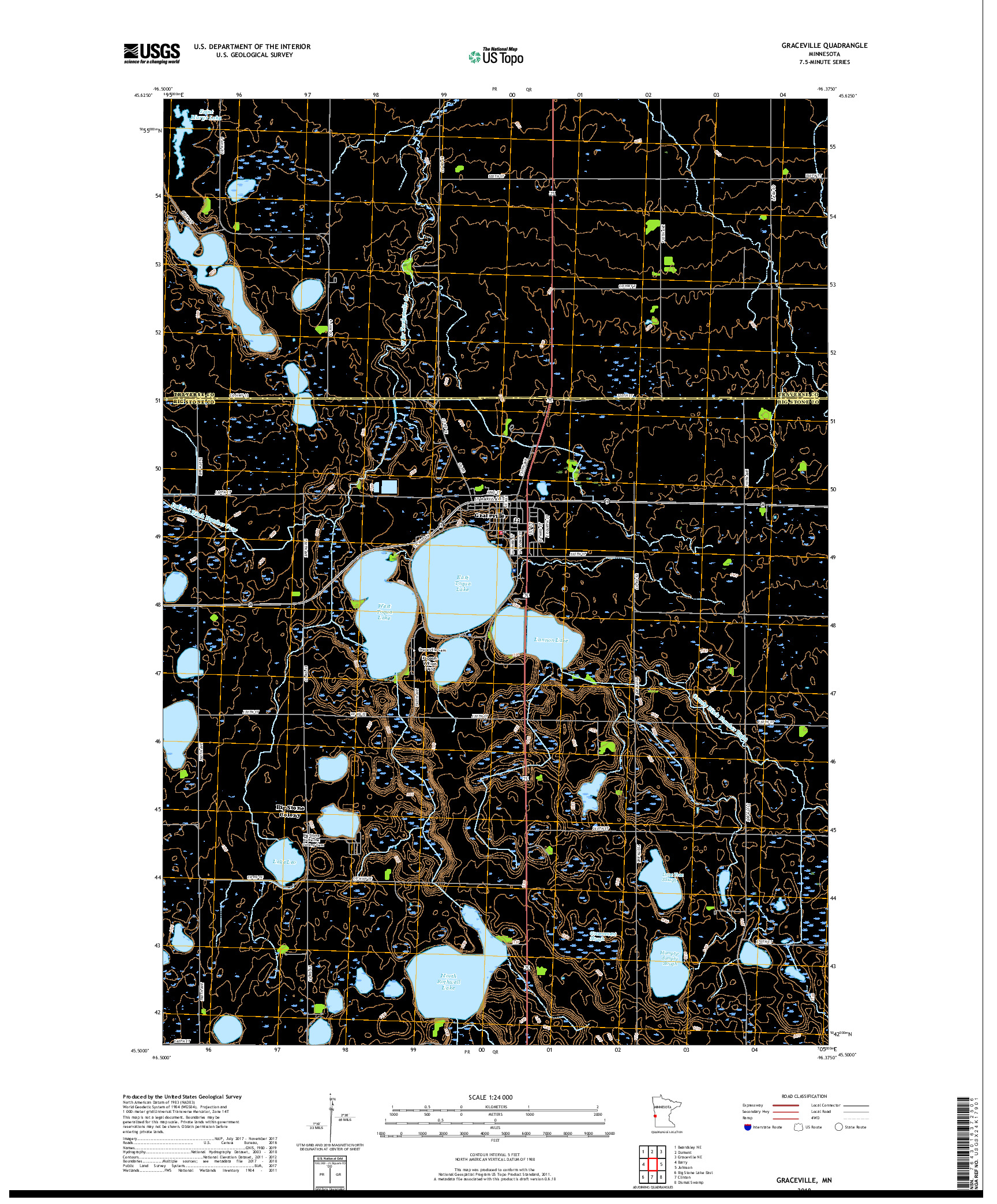 USGS US TOPO 7.5-MINUTE MAP FOR GRACEVILLE, MN 2019