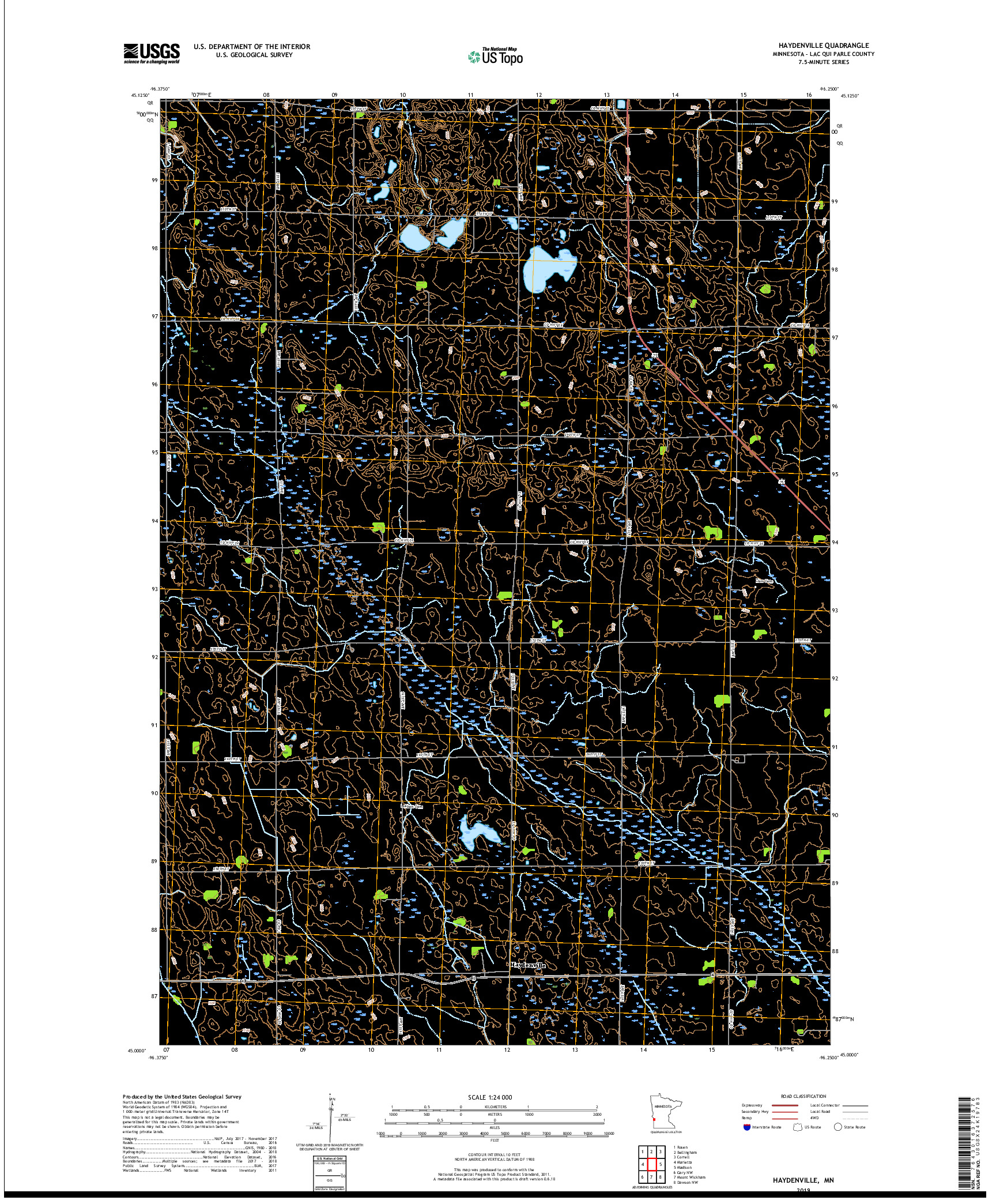 USGS US TOPO 7.5-MINUTE MAP FOR HAYDENVILLE, MN 2019