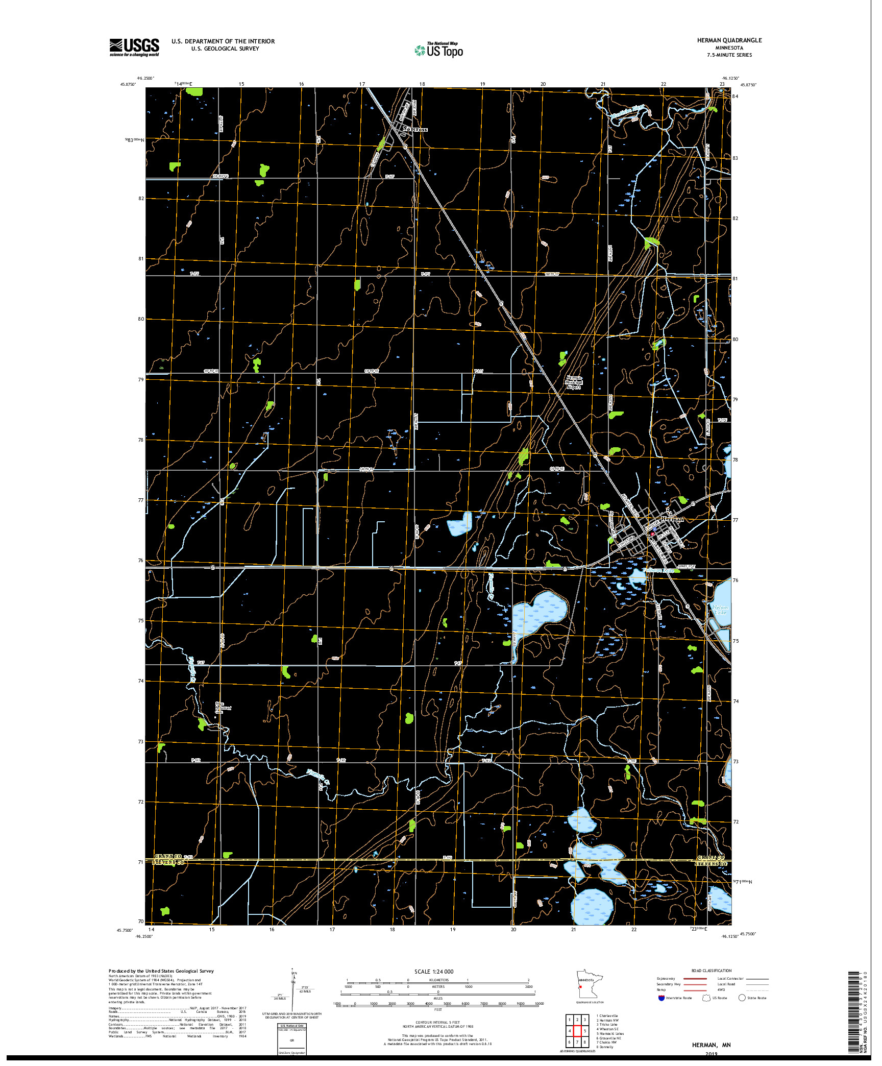USGS US TOPO 7.5-MINUTE MAP FOR HERMAN, MN 2019