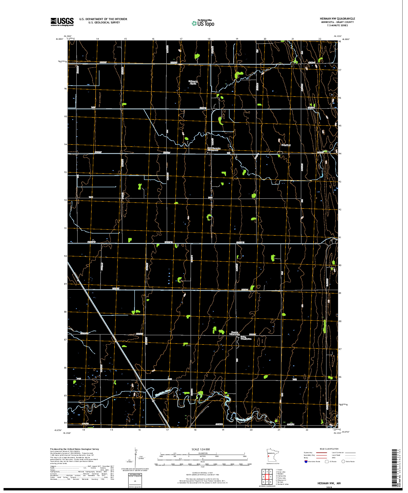 USGS US TOPO 7.5-MINUTE MAP FOR HERMAN NW, MN 2019