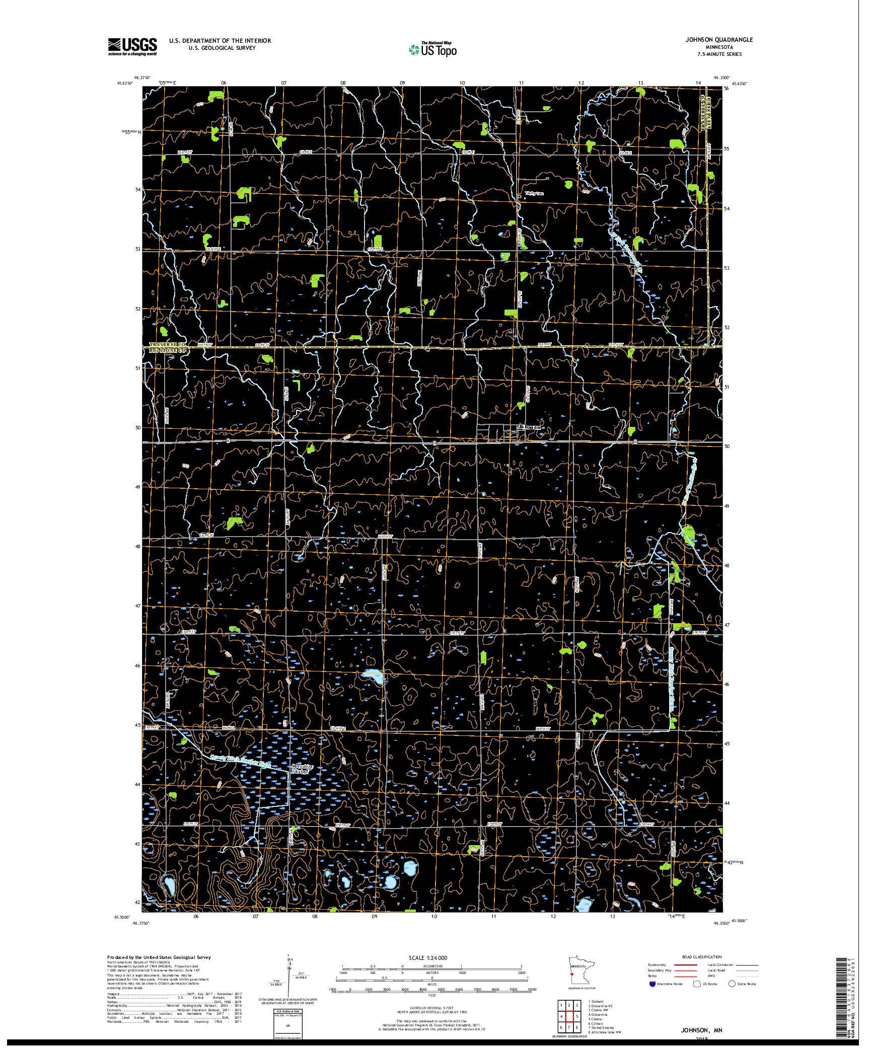 USGS US TOPO 7.5-MINUTE MAP FOR JOHNSON, MN 2019