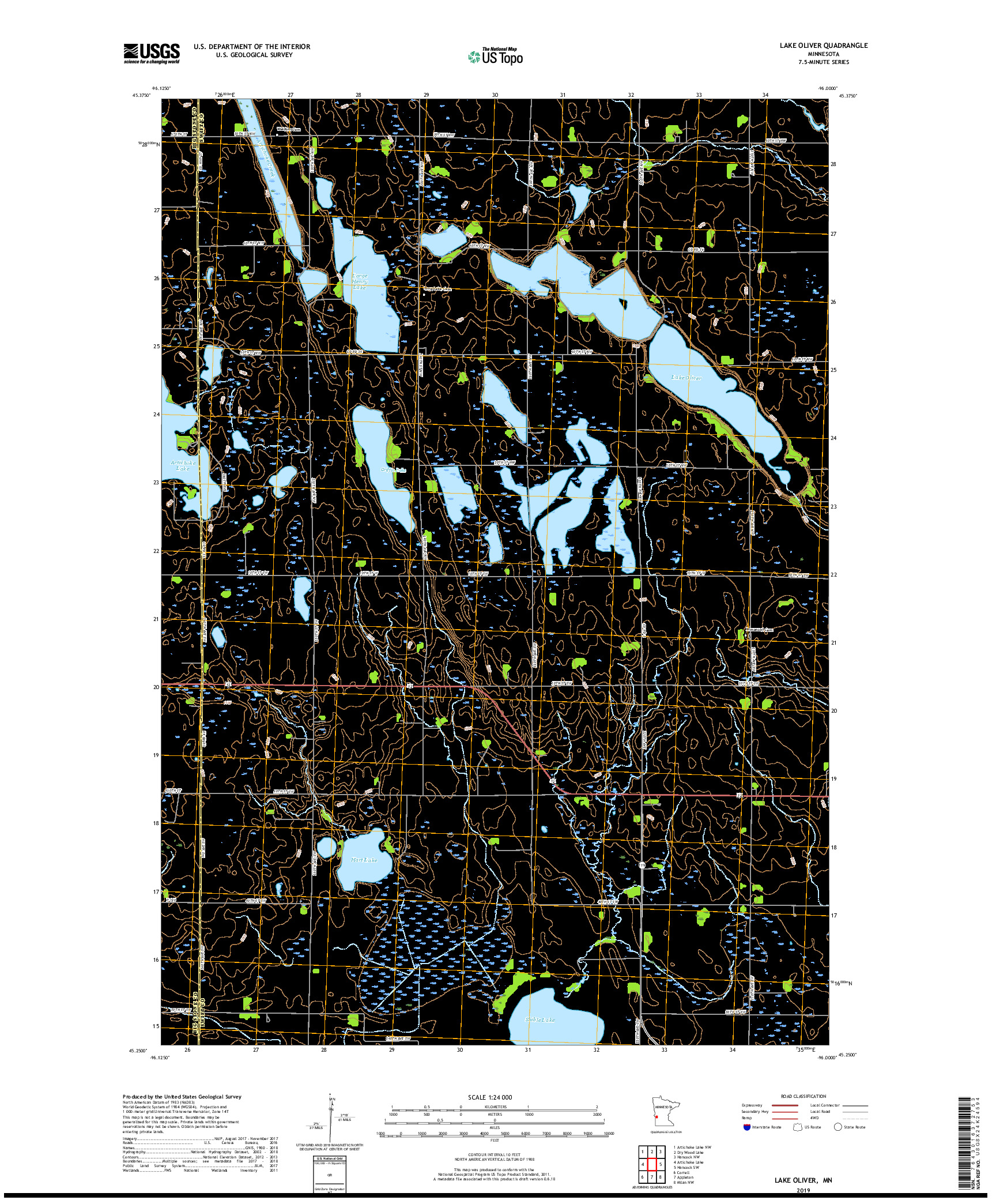 USGS US TOPO 7.5-MINUTE MAP FOR LAKE OLIVER, MN 2019