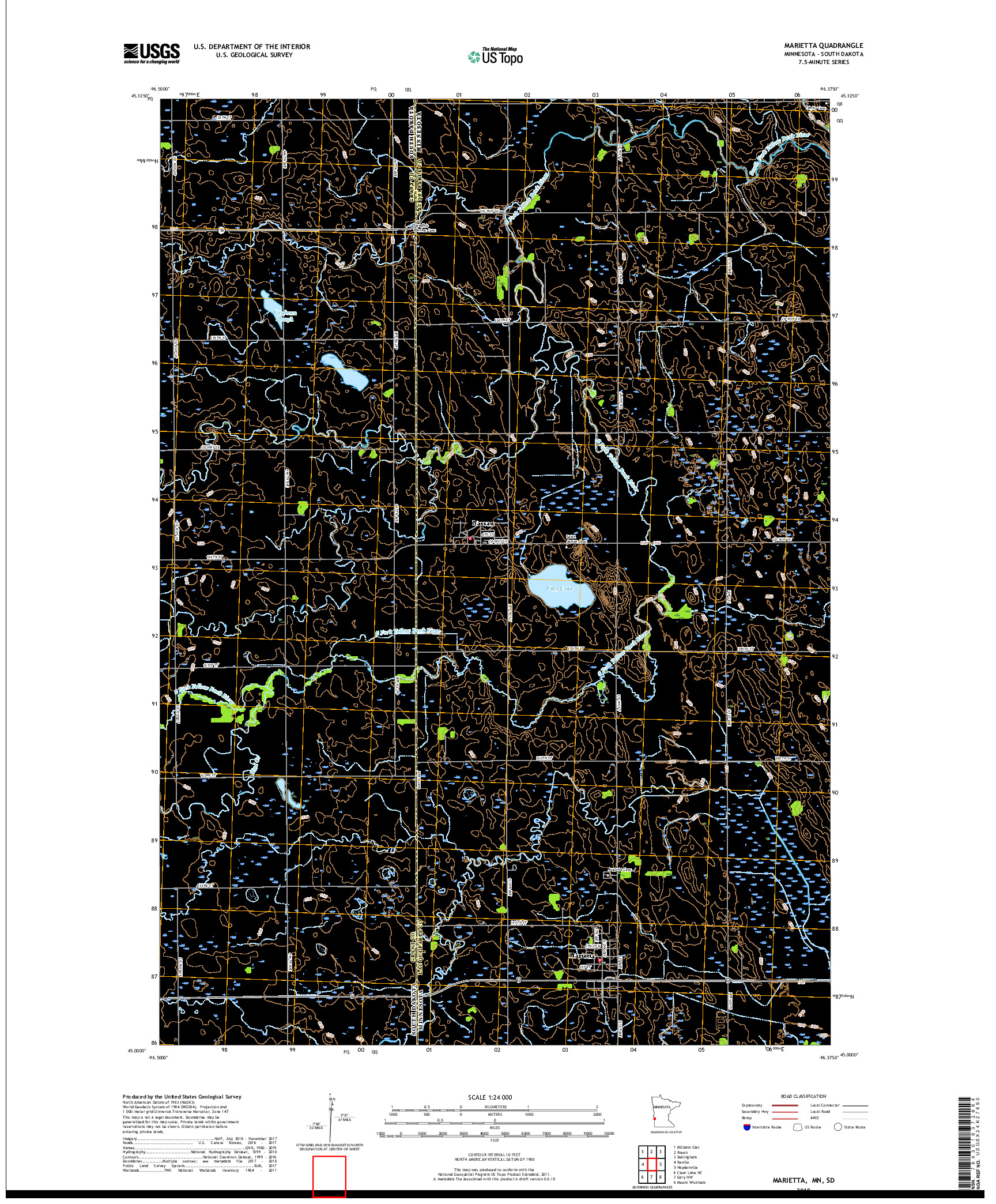 USGS US TOPO 7.5-MINUTE MAP FOR MARIETTA, MN,SD 2019