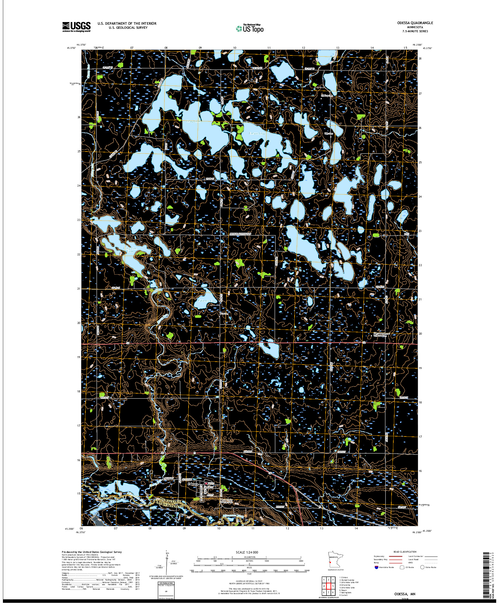 USGS US TOPO 7.5-MINUTE MAP FOR ODESSA, MN 2019